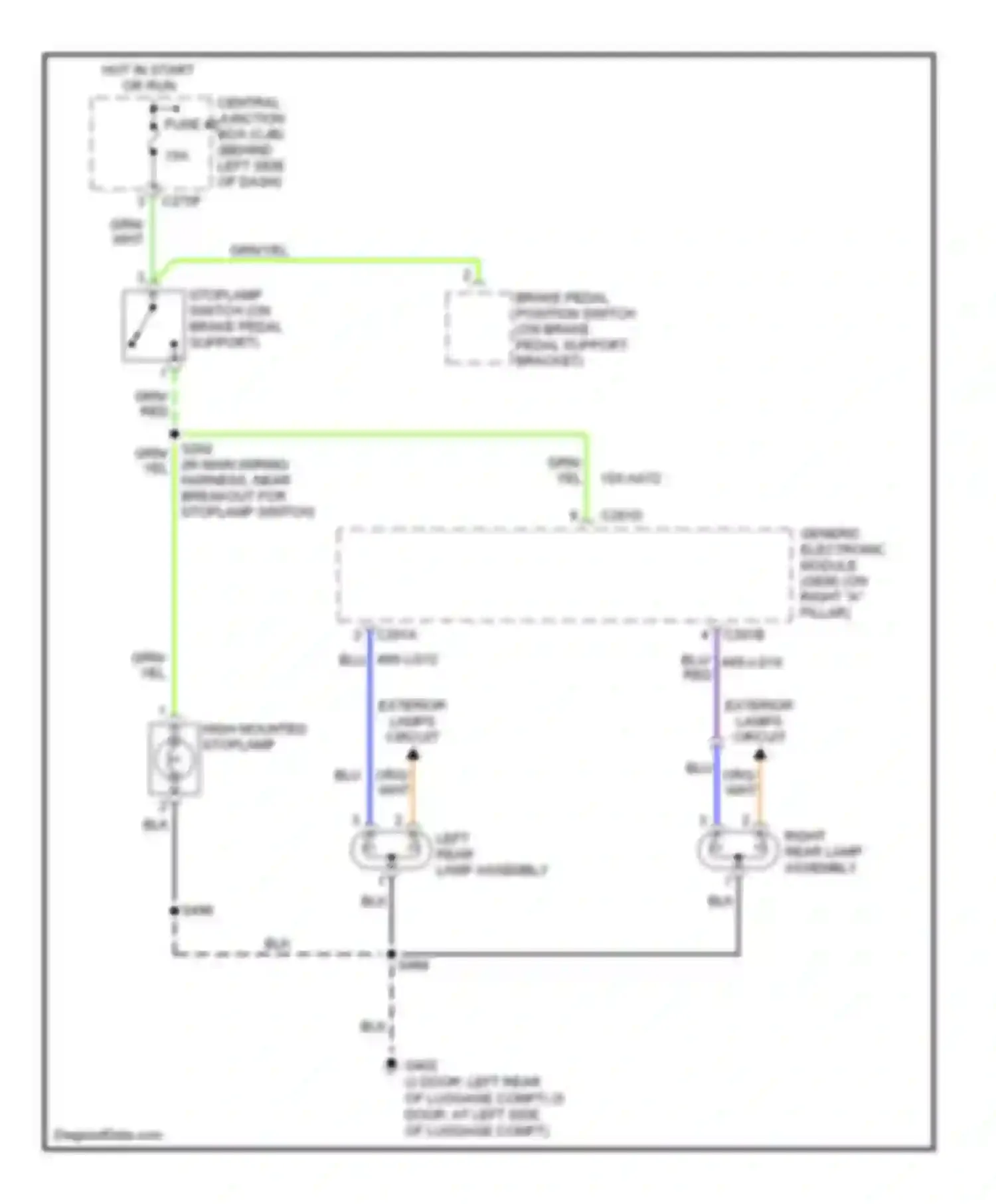 Wiring diagram right rear lamp assembly for Ford Focus II (2005-2008) (3 of 4)