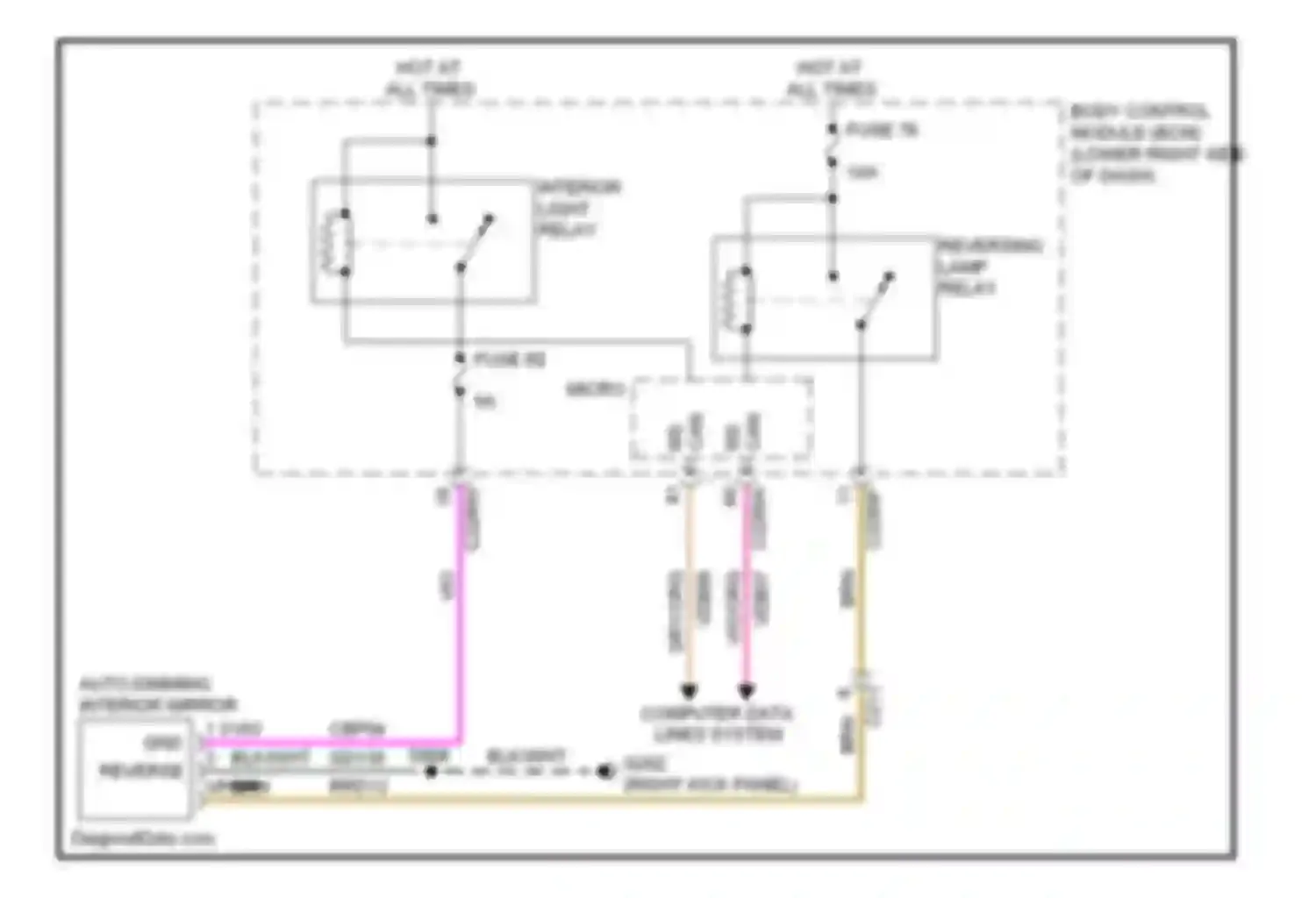 Focus Ford III (2011-2015): Electrochromic mirror circuit, electric