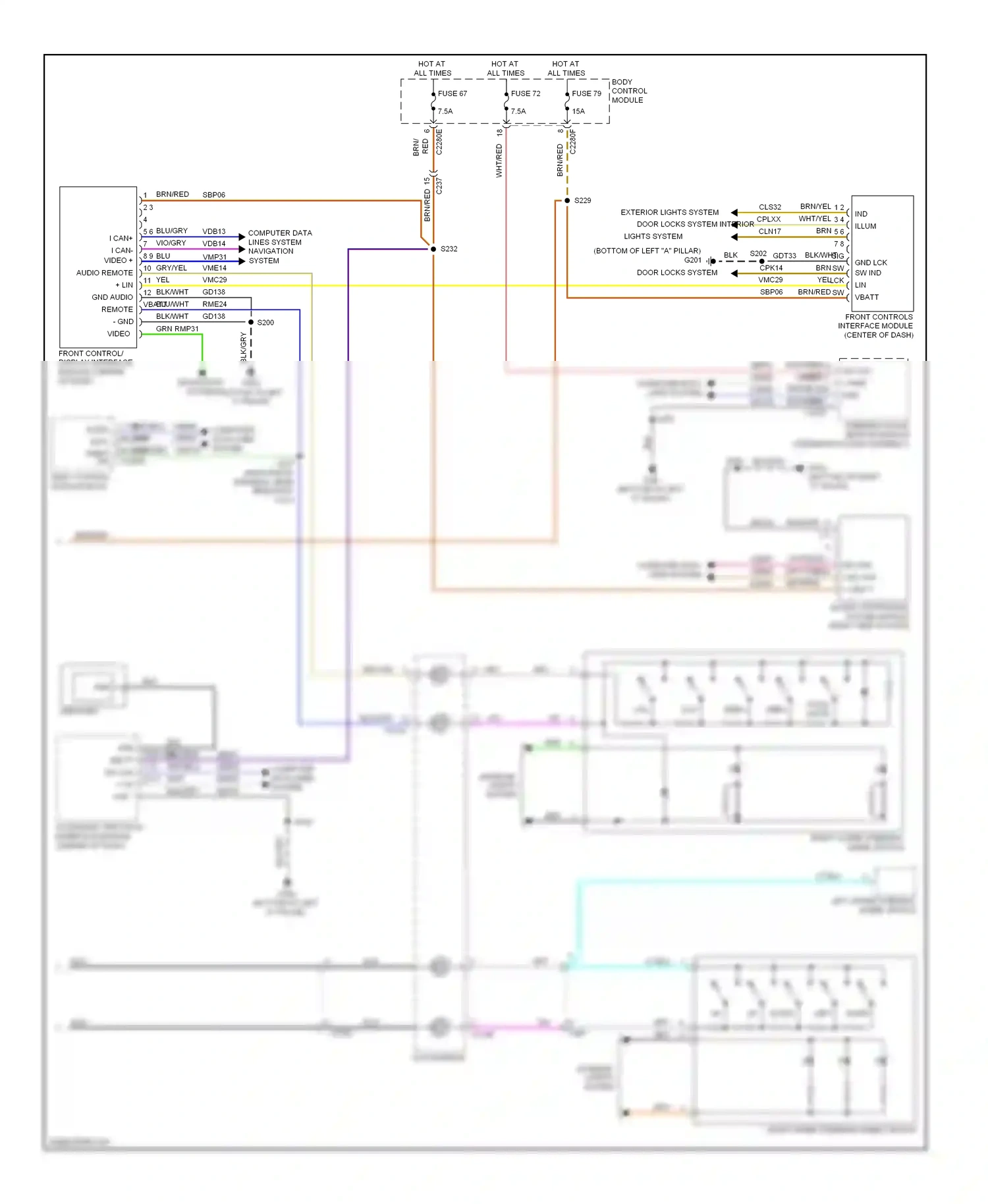 Ford Focus III (2011-2015) accessory protocol interface module (center of dash) wiring diagram  (1 of 6)