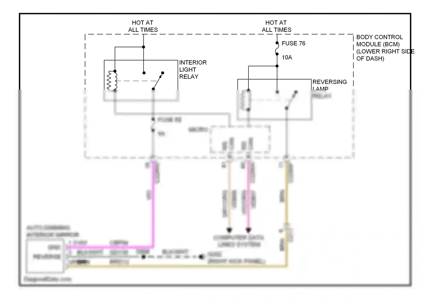 Wiring diagram auto dimming interior mirror for Ford Focus III (2011-2015) (2 of 4)