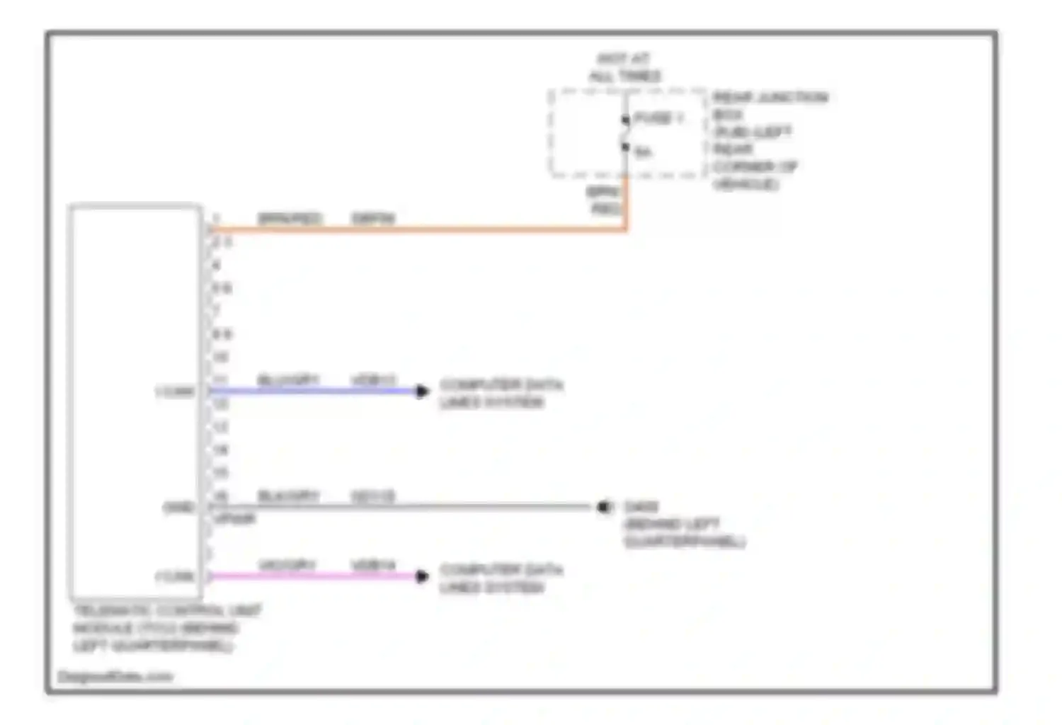 Wiring diagram behind left quarterpanel) for Ford Focus III (2011-2015) (2 of 6)