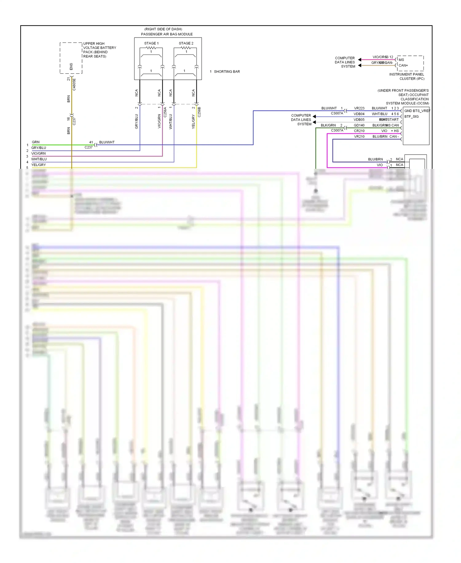 Ford Focus III (2011-2015) left front impact severity sensor (left front corner of engine compt) wiring diagram  (1 of 1)