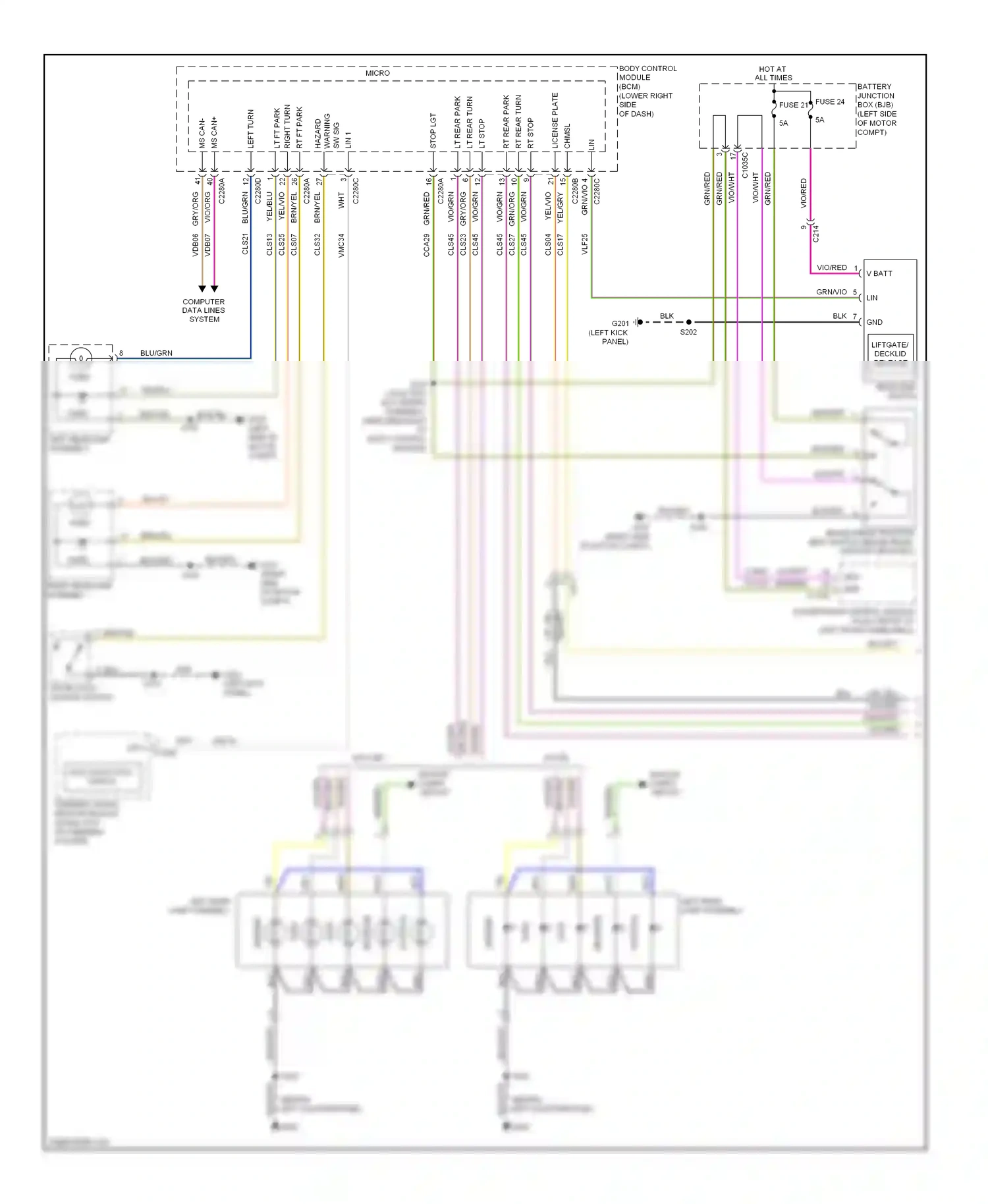 Ford Focus III (2011-2015) (left kick panel) wiring diagram  (7 of 26)