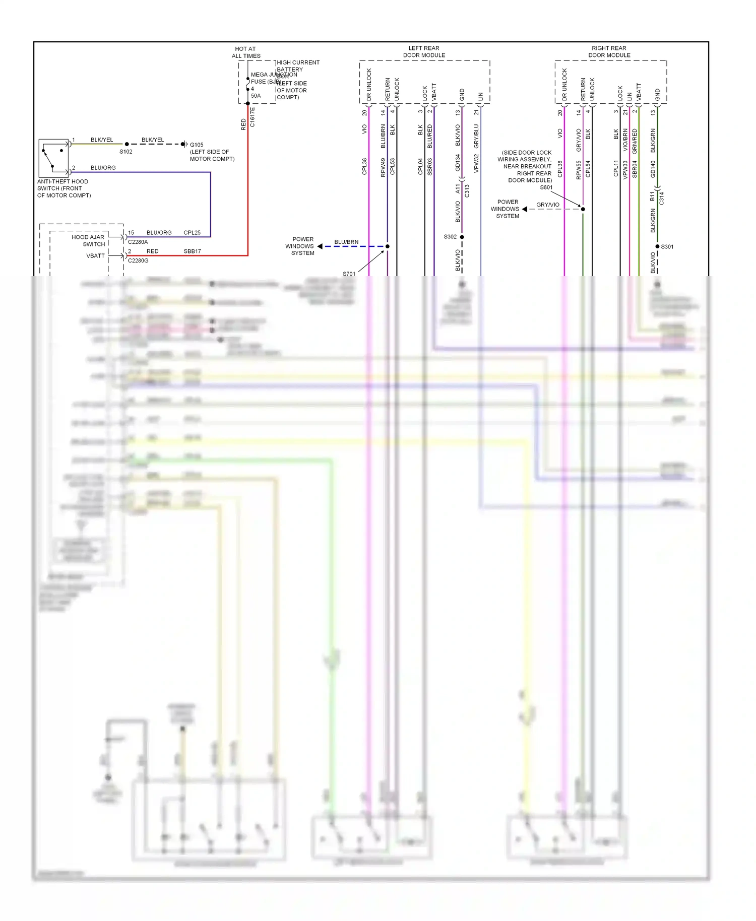 Wiring diagram lf dr ajar for Ford Focus III (2011-2015) (1 of 2)