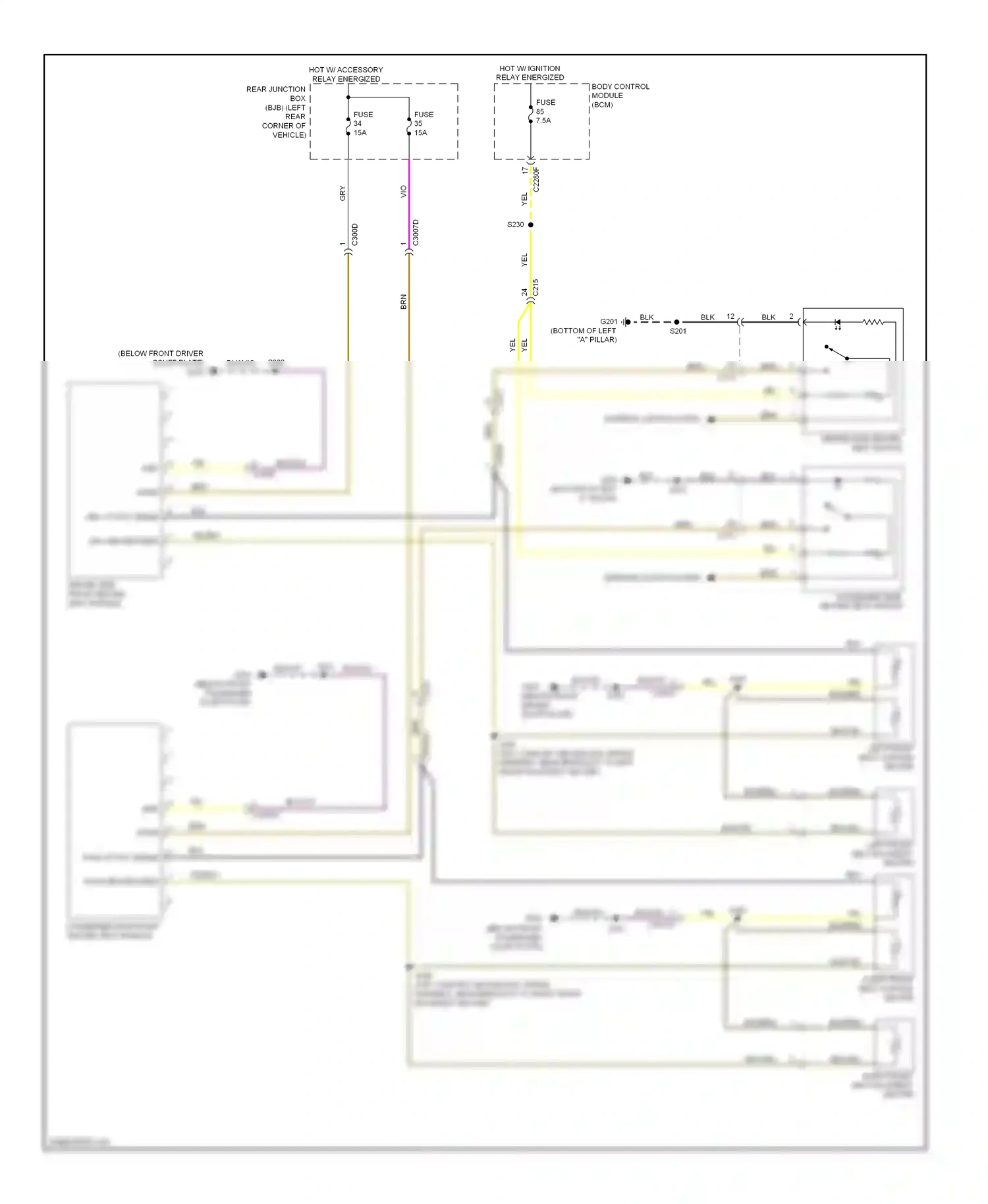 Wiring diagram passenger side front heated seat module for Ford Focus III (2011-2015) (3 of 4)