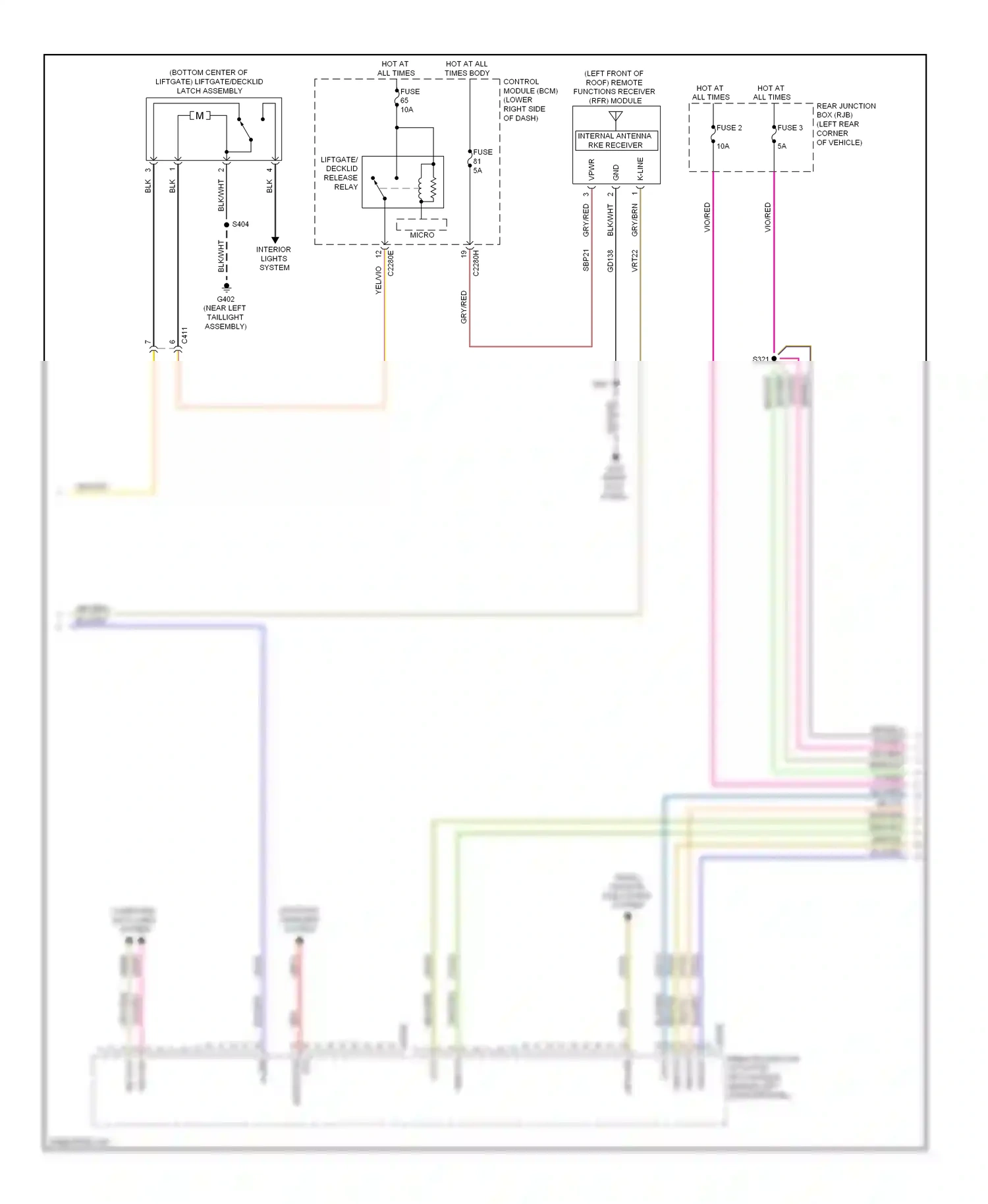 Wiring diagram trunk, tailgate, fuel doors system for Ford Focus III (2011-2015) (5 of 8)