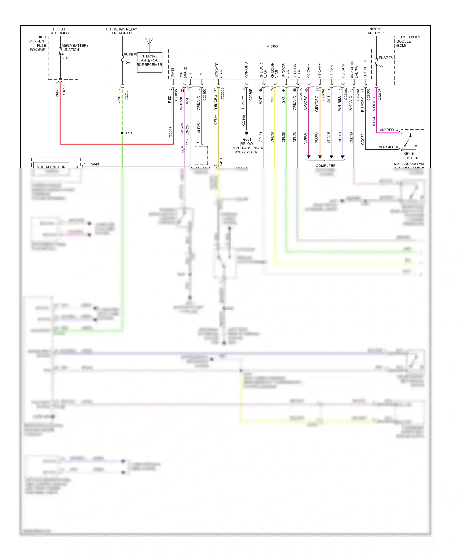 Wiring diagram vio/red for Ford Focus III (2011-2015) (30 of 30)