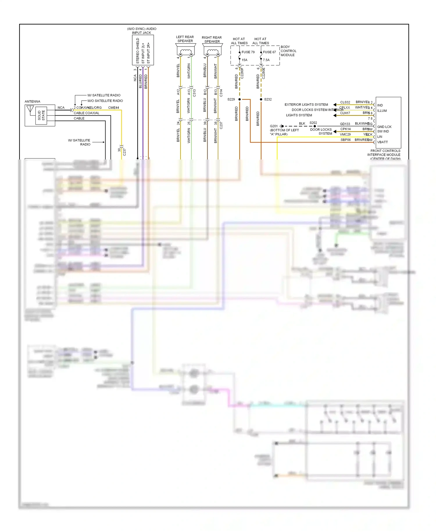 Ford Focus III (2011-2015) (w/o sync) audio input jack wiring diagram  (1 of 1)
