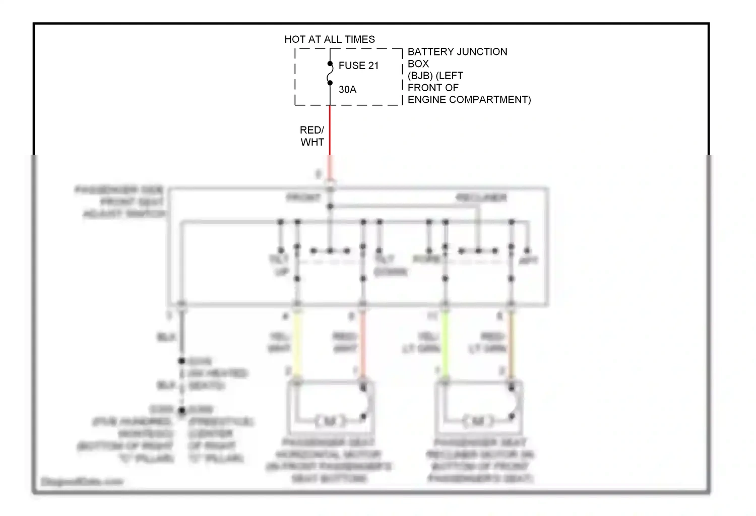 Wiring diagram passenger side front seat adjust switch for Ford Freestyle I (2004-2009) (2 of 3)