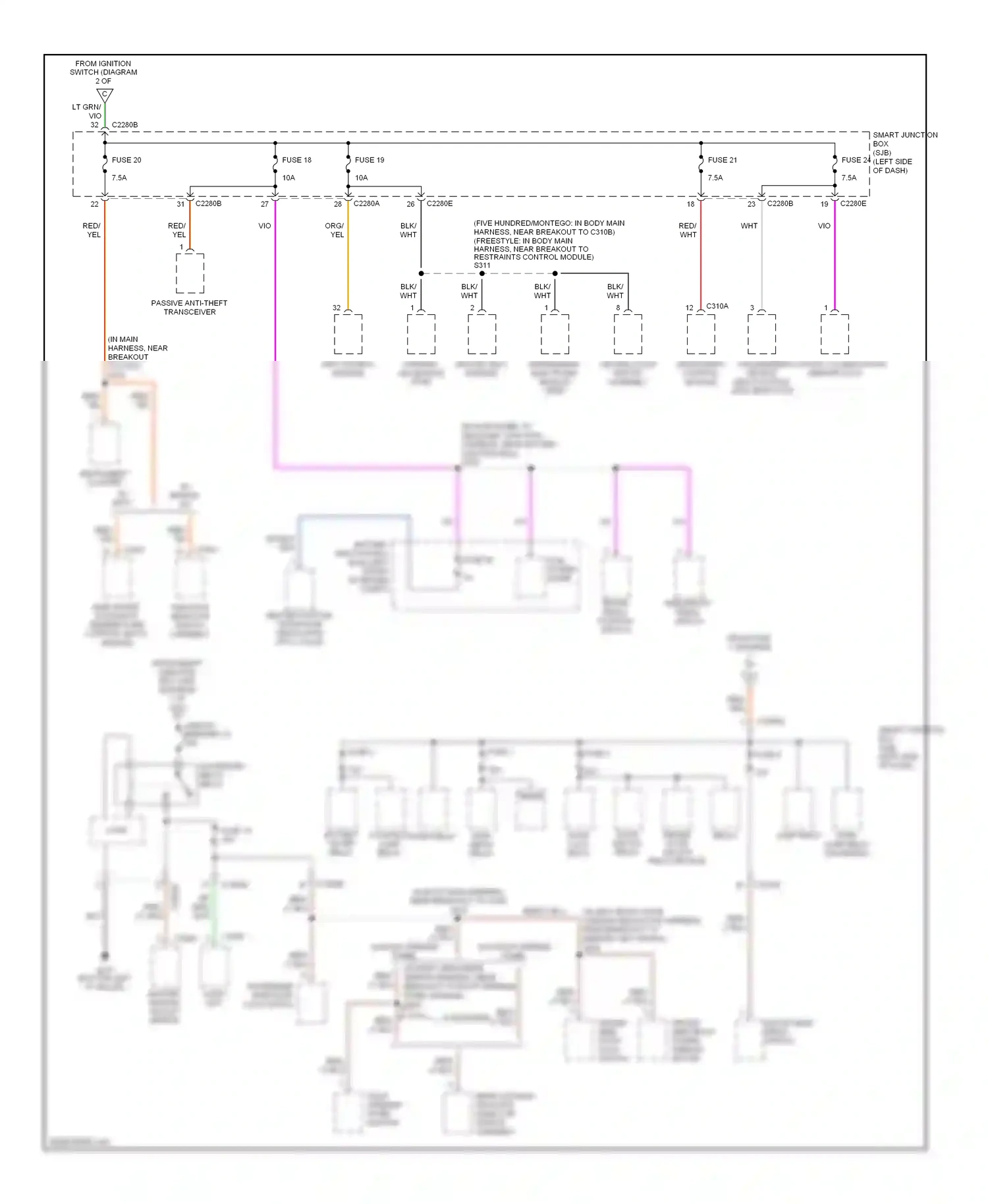 Wiring diagram red/lt blu for Ford Freestyle I (2004-2009) (11 of 16)