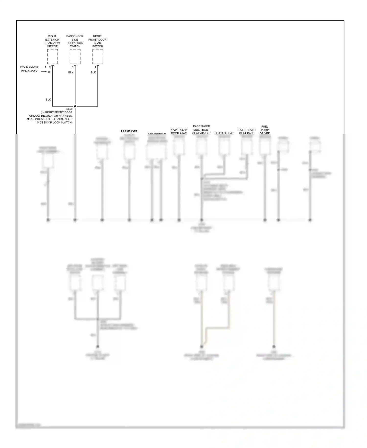 Wiring diagram right front door ajar switch for Ford Freestyle I (2004-2009) (2 of 3)