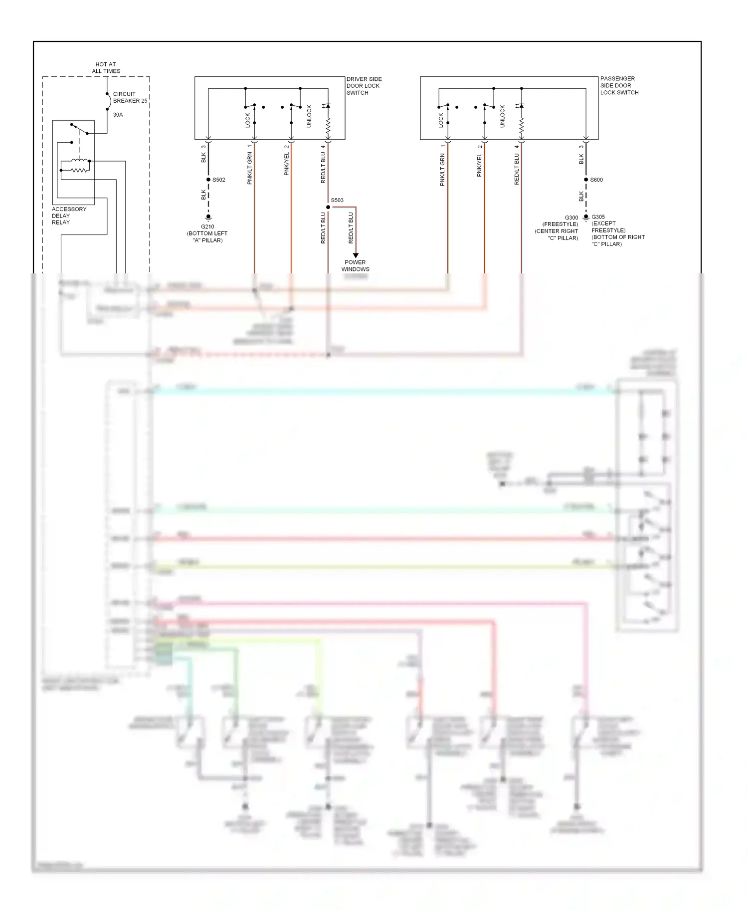 Wiring diagram right front door ajar switch for Ford Freestyle I (2004-2009) (1 of 3)