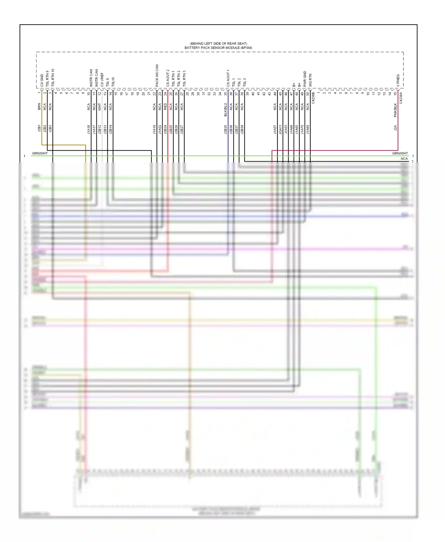 Ford Fusion I facelift (2005-2012) battery pack sensor module (bpsm) (behind left side of rear seat) wiring diagram  (1 of 1)