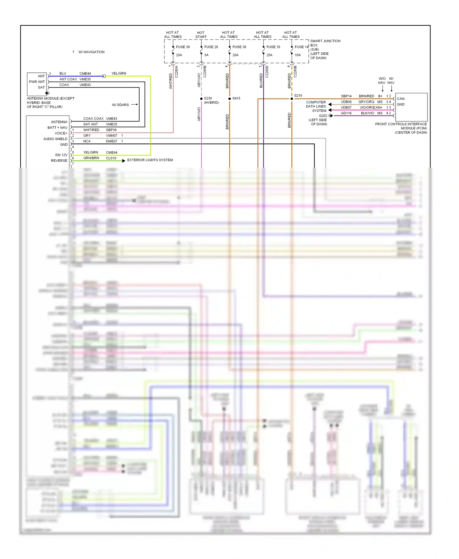 Ford Fusion I facelift (2005-2012) front display interface module (fdim) (w/ navigation) (center of dash) wiring diagram  (1 of 1)