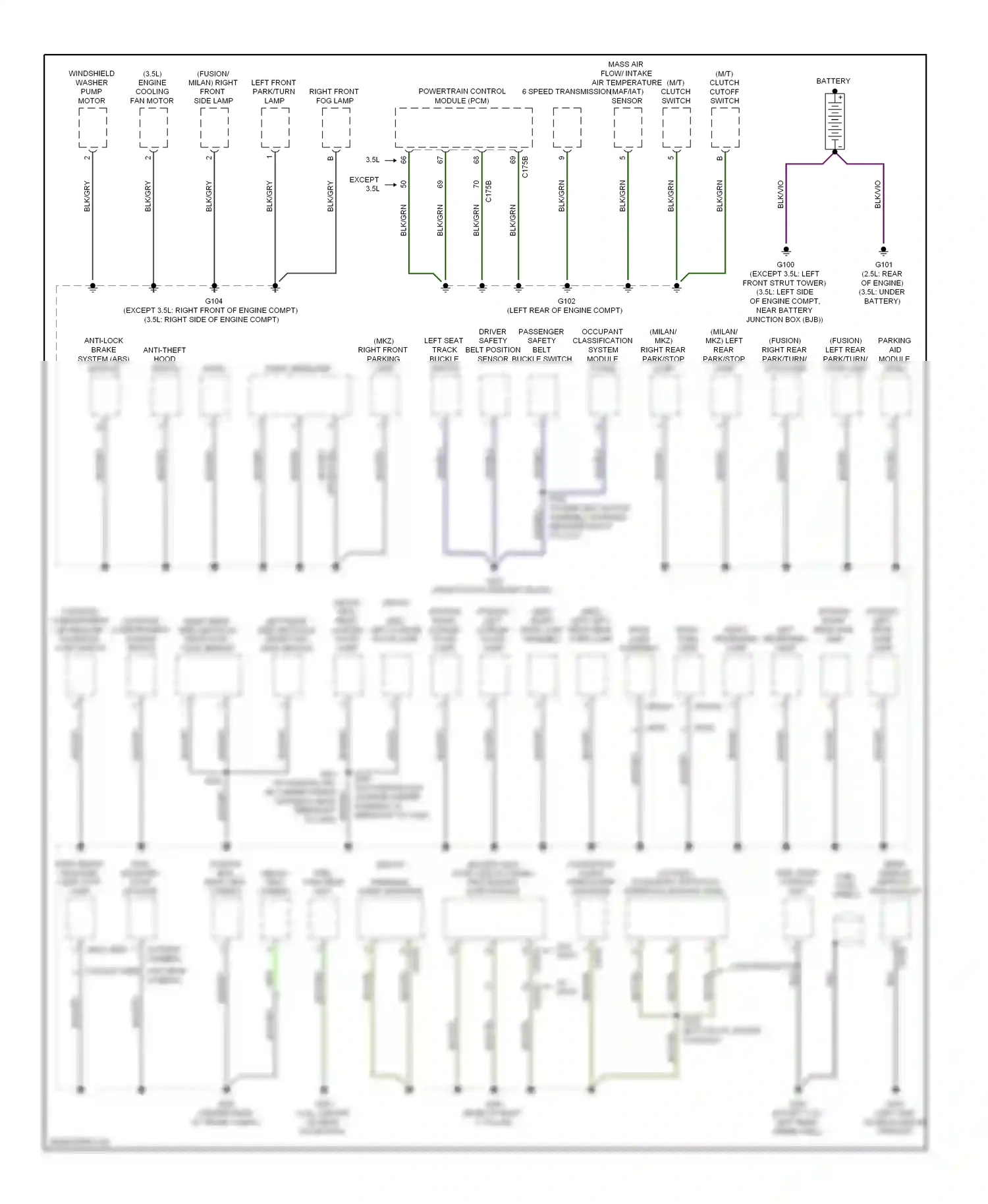 Wiring diagram windshield washer pump motor for Ford Fusion I facelift (2005-2012) (1 of 1)
