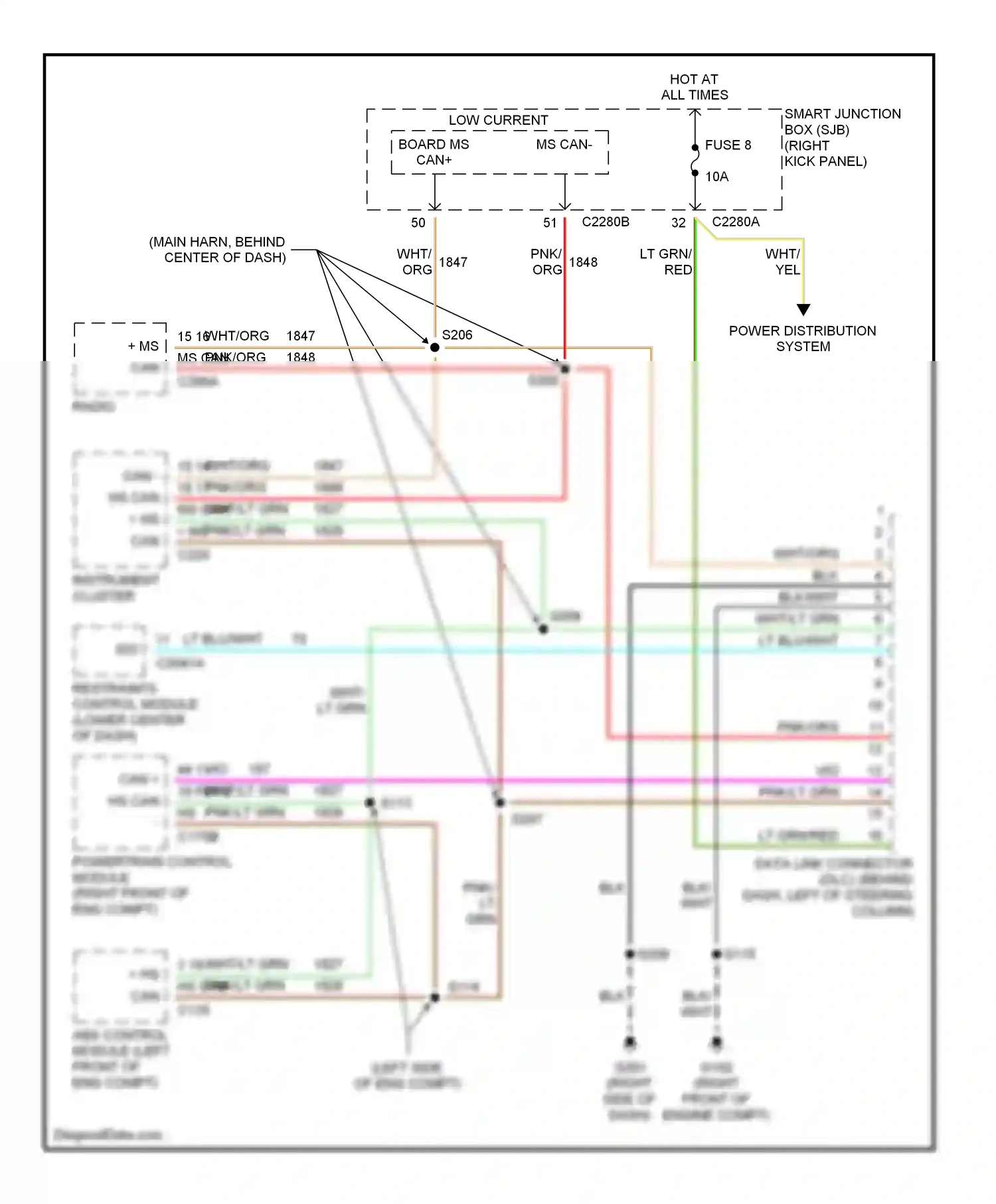 Wiring diagram 15 16 ms can + ms can - for Ford GT I (2004-2006) (1 of 1)