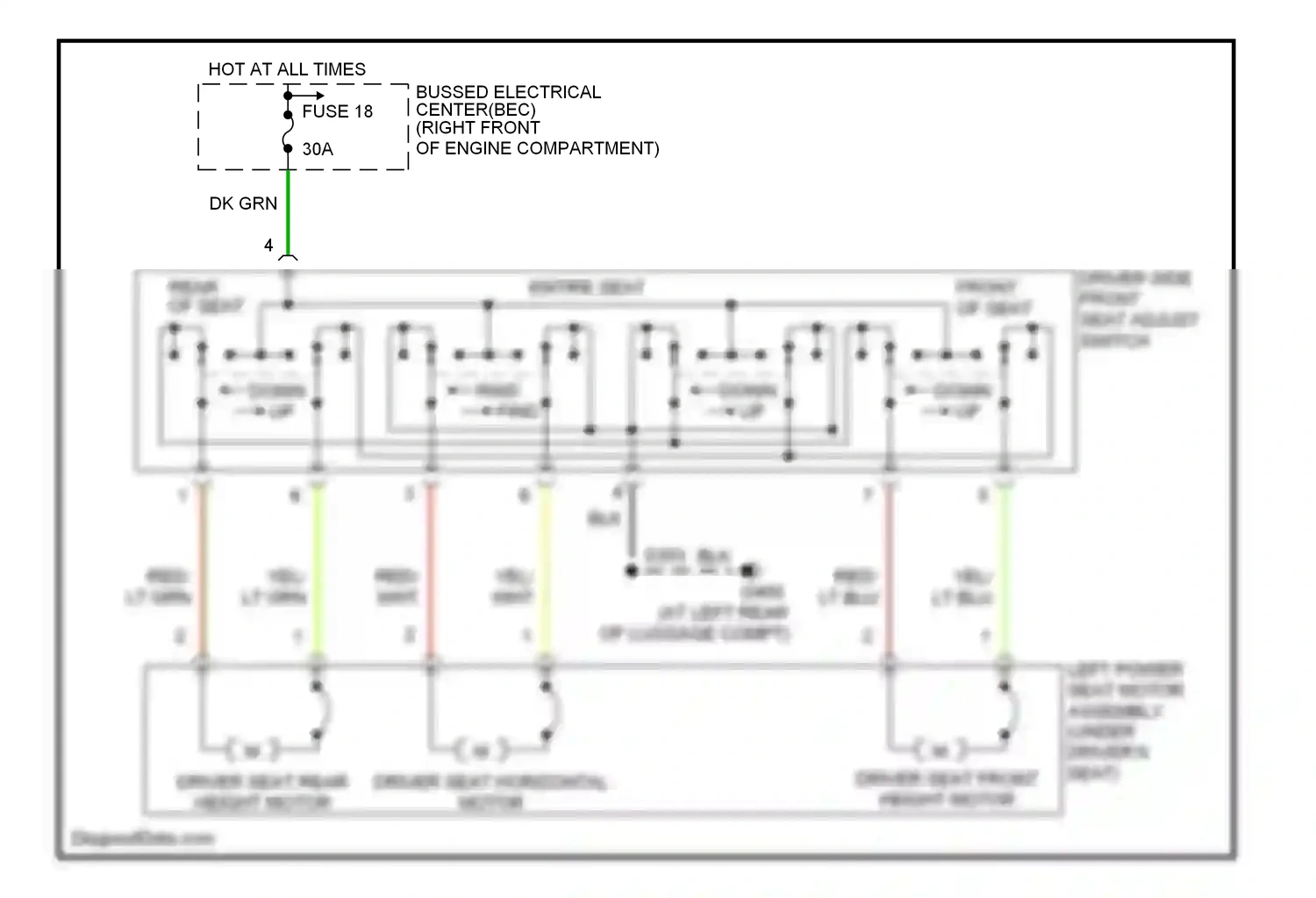 Wiring diagram driver side front seat adjust switch for Ford GT I (2004-2006) (2 of 2)