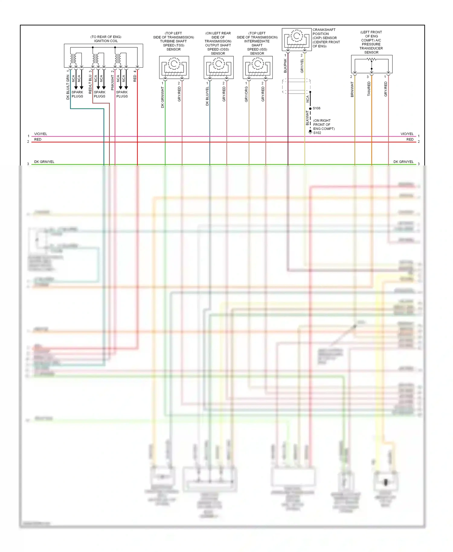 Ford GT I (2004-2006) engine coolant temperature (ect) sensor (on top front of eng) wiring diagram  (1 of 1)