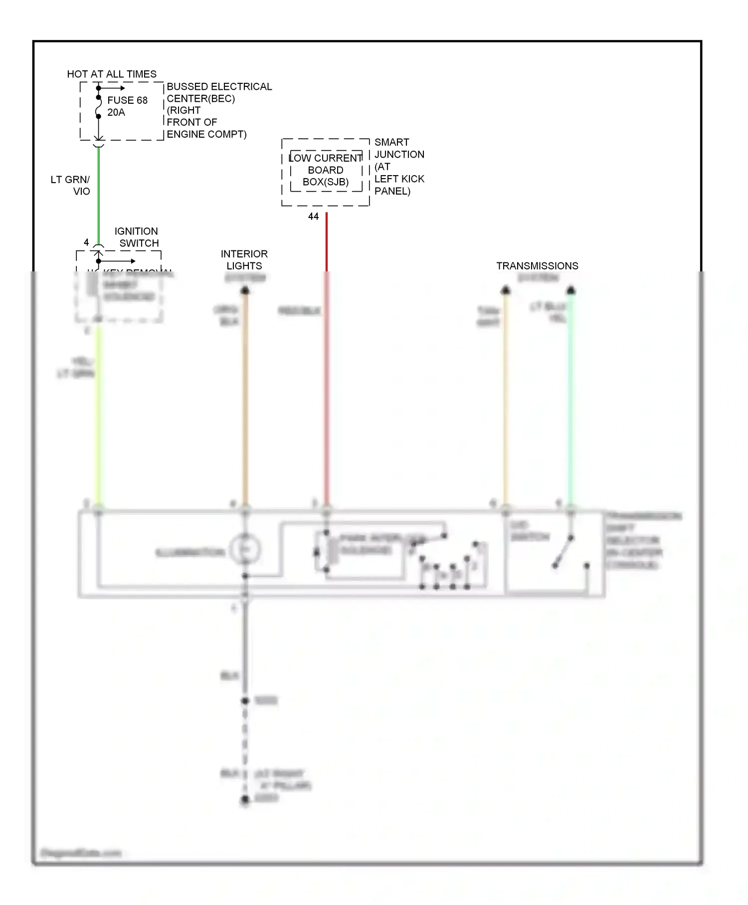 Wiring diagram ignition switch for Ford GT I (2004-2006) (3 of 4)