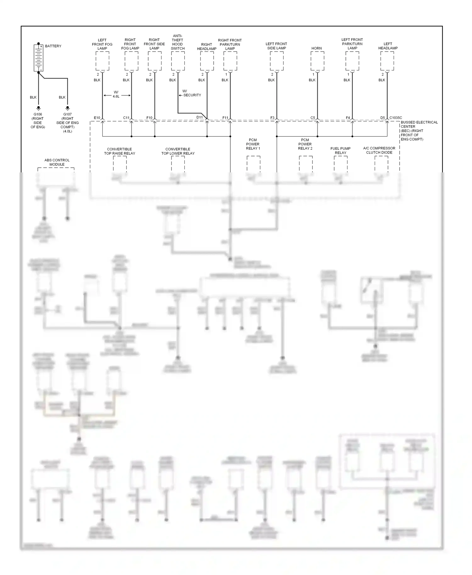 Wiring diagram left front park/turn lamp for Ford GT I (2004-2006) (1 of 1)