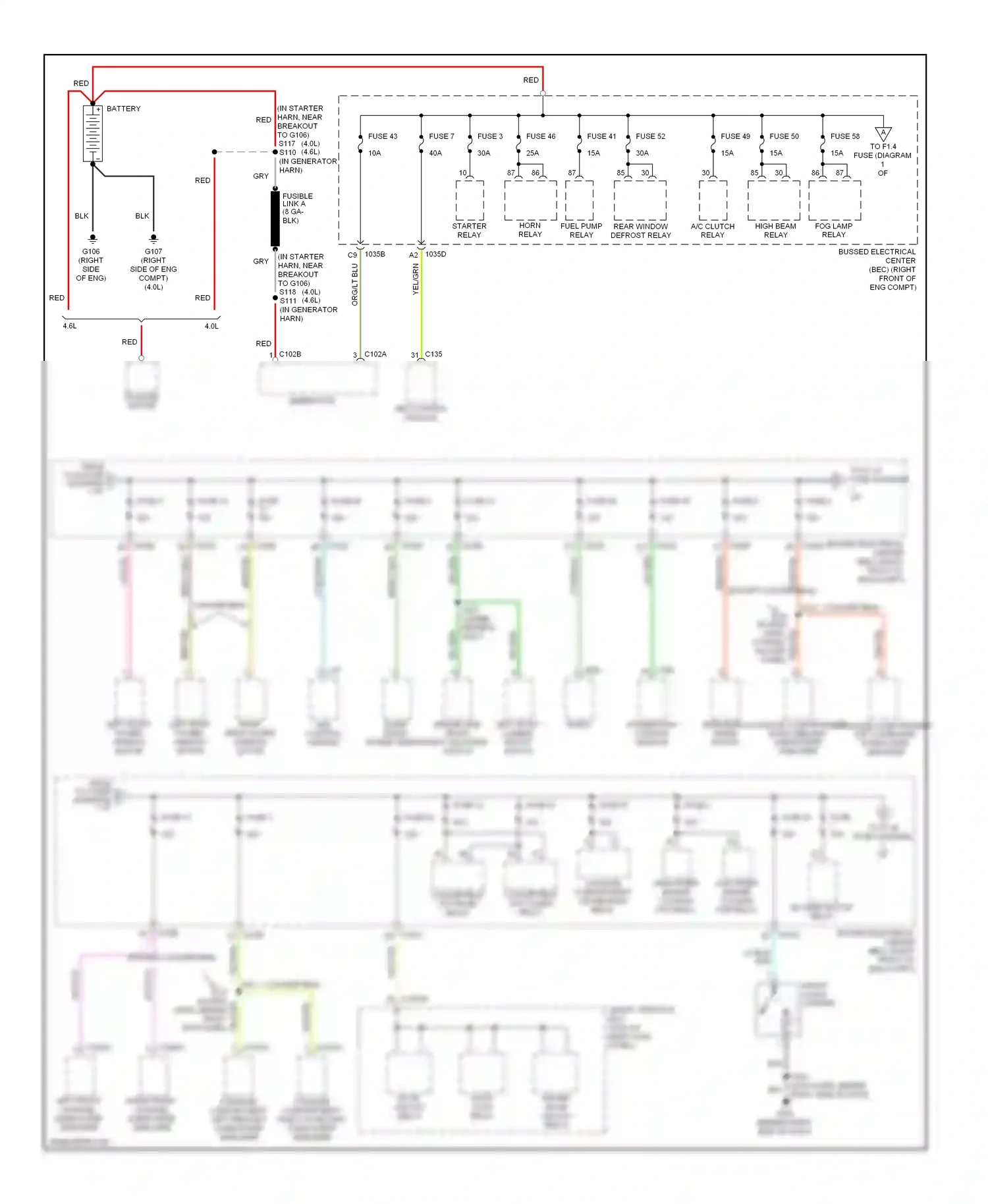 Wiring diagram left front power window motor for Ford GT I (2004-2006) (2 of 2)