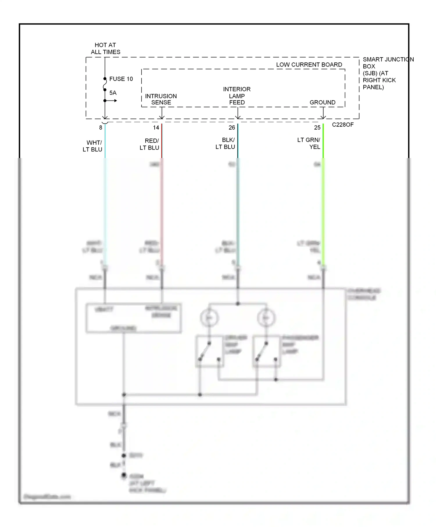 Wiring diagram passenger map lamp for Ford GT I (2004-2006) (2 of 2)