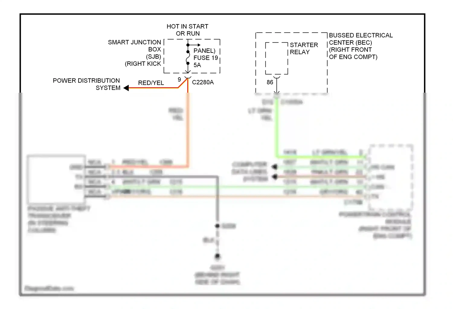 Wiring diagram starter relay for Ford GT I (2004-2006) (1 of 3)