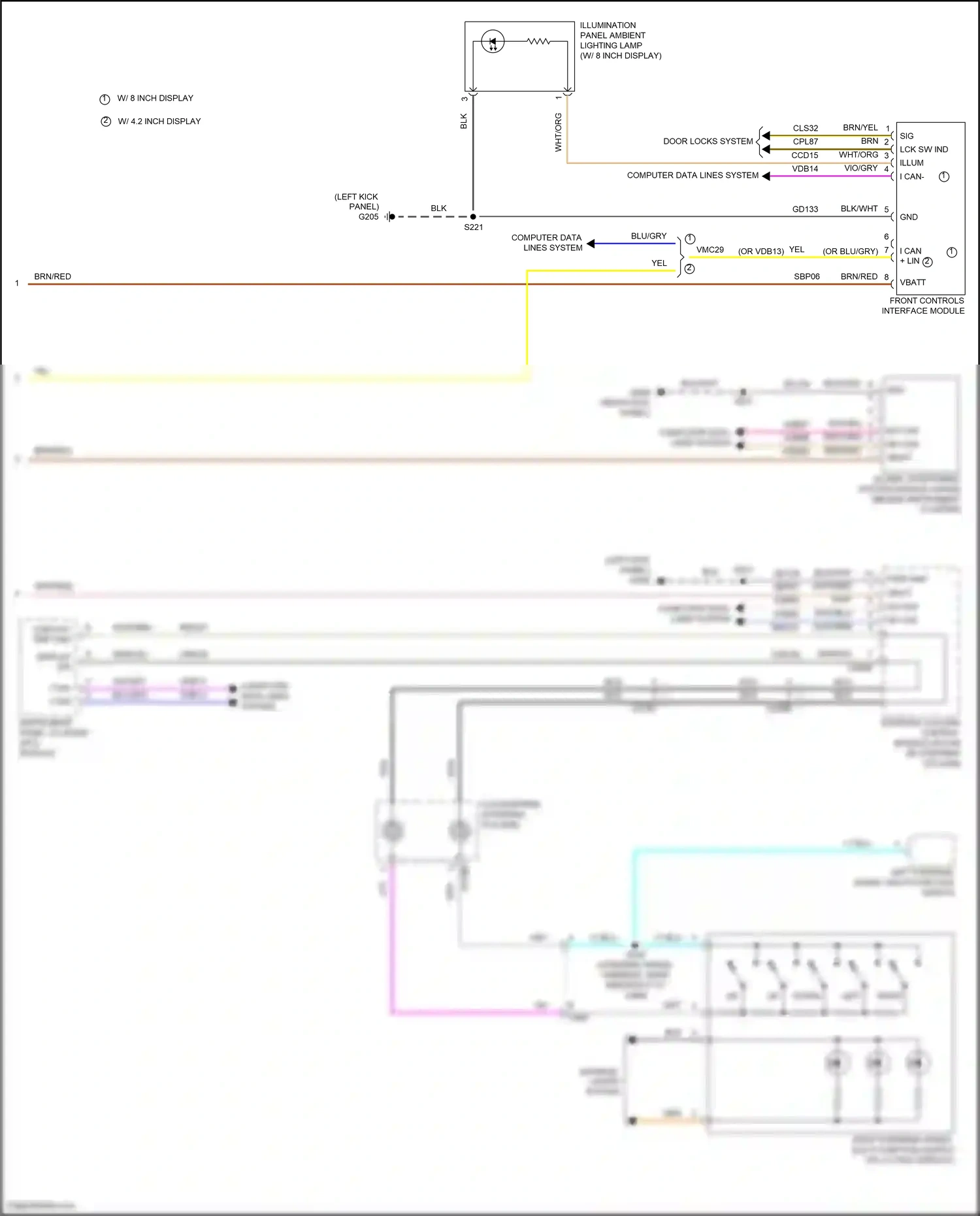 Ford Kuga II (2012-2016) front controls interface module wiring diagram  (1 of 2)