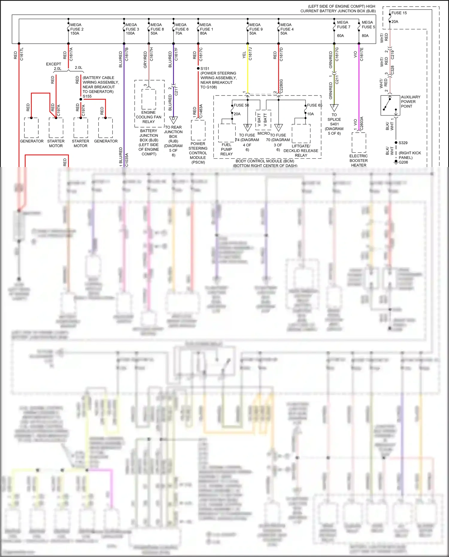Ford Kuga II (2012-2016) front power outlet socket wiring diagram  (2 of 2)