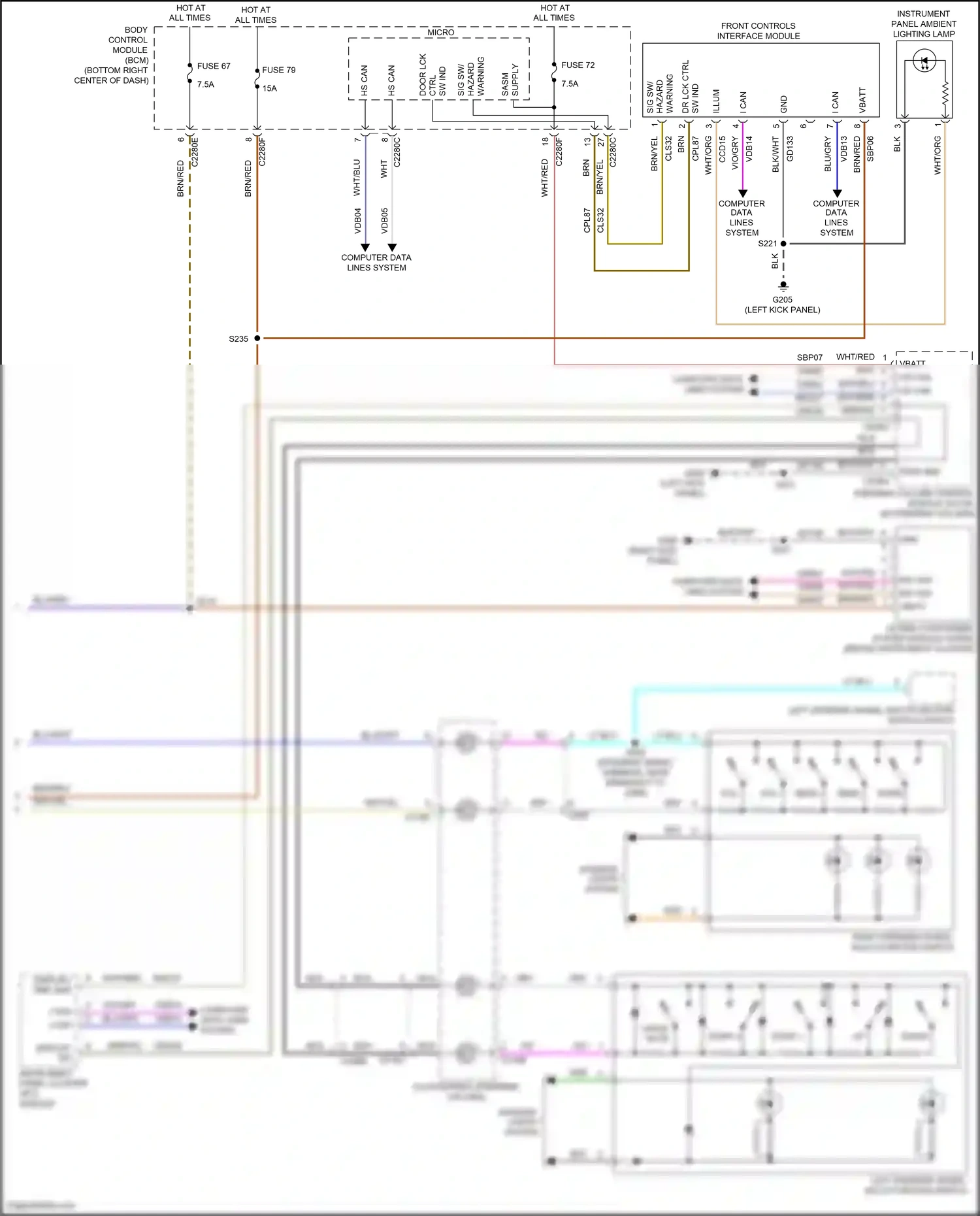 Ford Kuga II (2012-2016) warning wiring diagram  (1 of 1)
