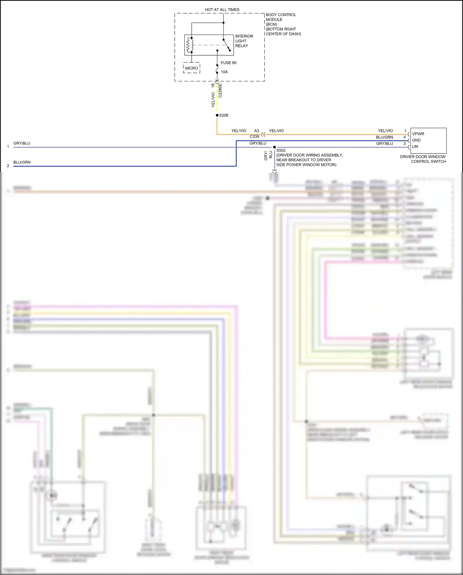 Ford Kuga II (2012-2016) window up wiring diagram  (2 of 2)