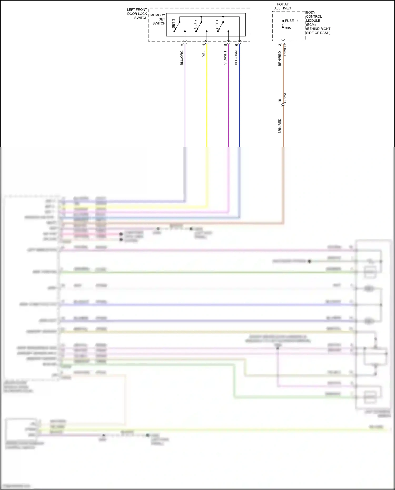Ford Kuga III (2019-2024) memory set switch wiring diagram  (2 of 2)