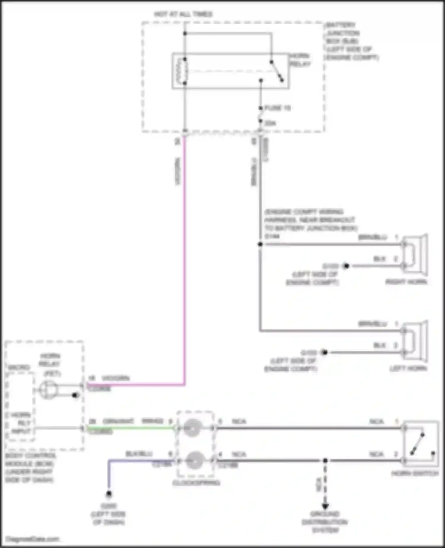 Wiring diagram horn rly input for Ford Maverick III (2021-2024) (1 of 1)