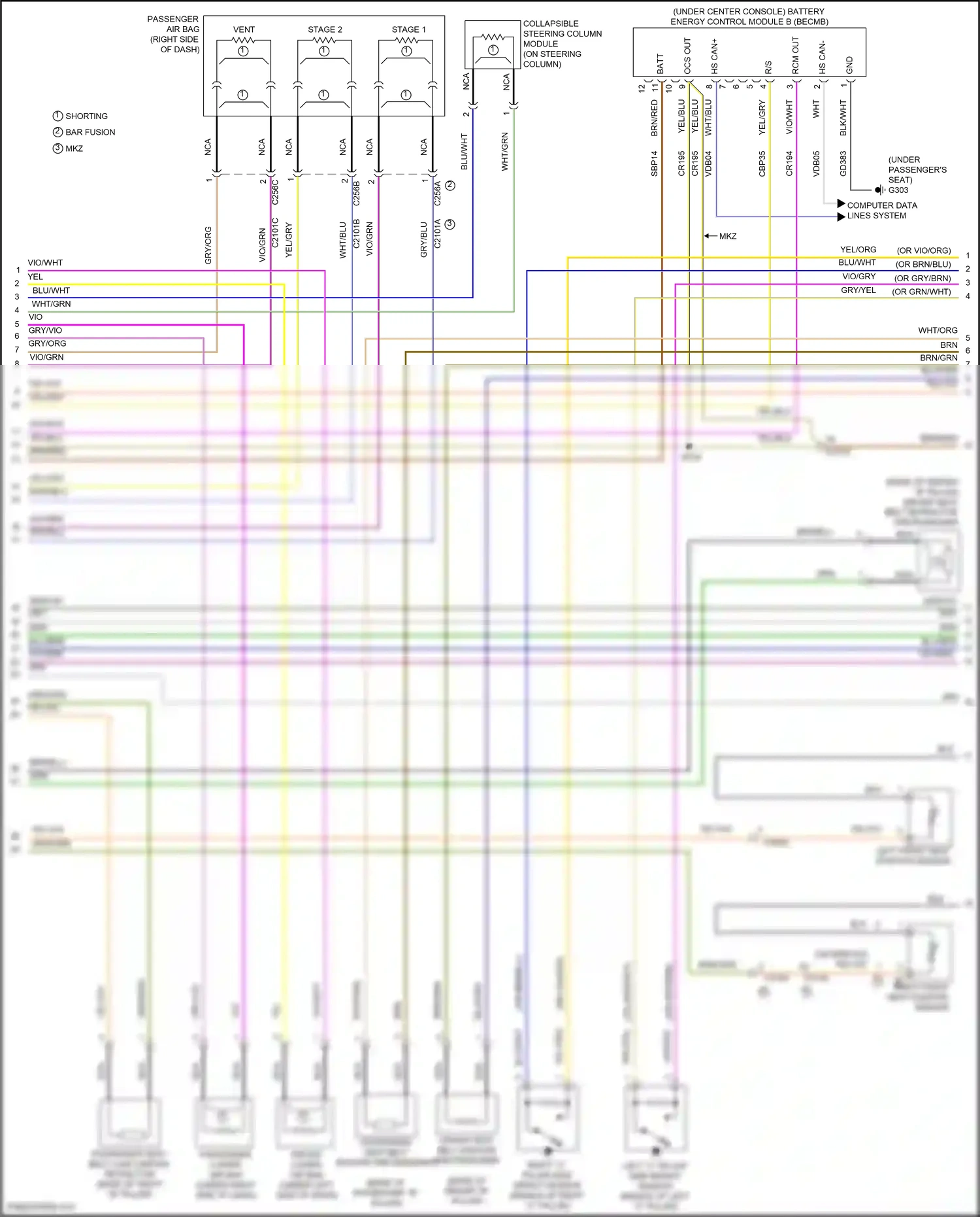 Ford Mondeo V facelift (2019-2023) collapsible steering column module wiring diagram  (1 of 2)