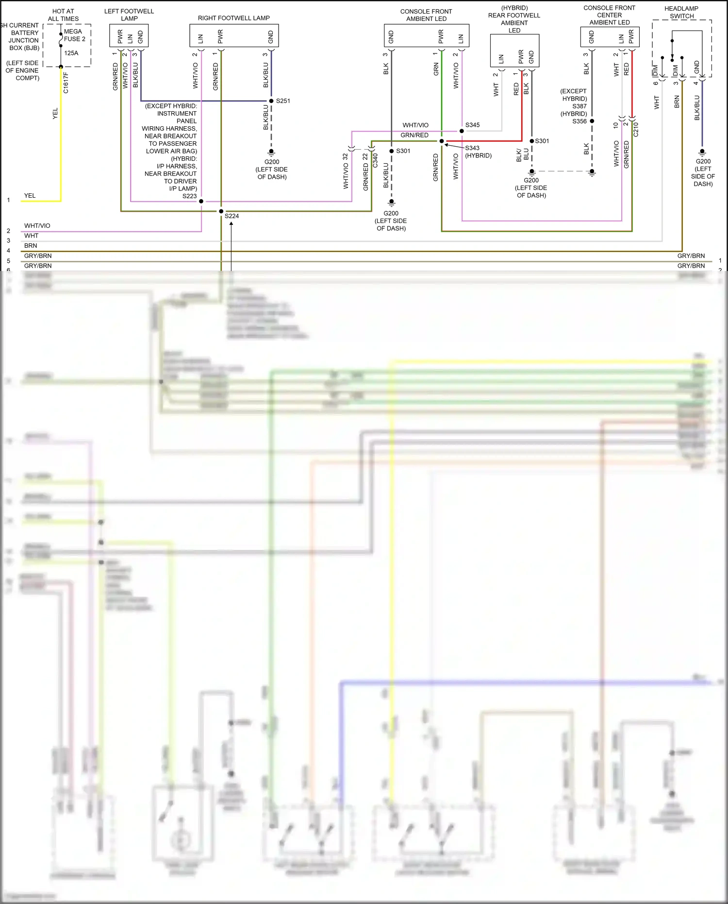 Ford Mondeo V facelift (2019-2023) console front ambient led wiring diagram  (1 of 3)