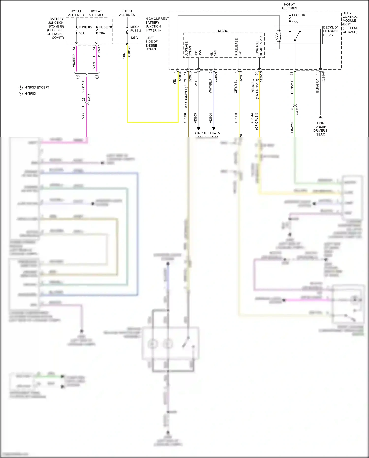 Ford Mondeo V facelift (2019-2023) decklid release switch/lamp assembly wiring diagram  (5 of 6)