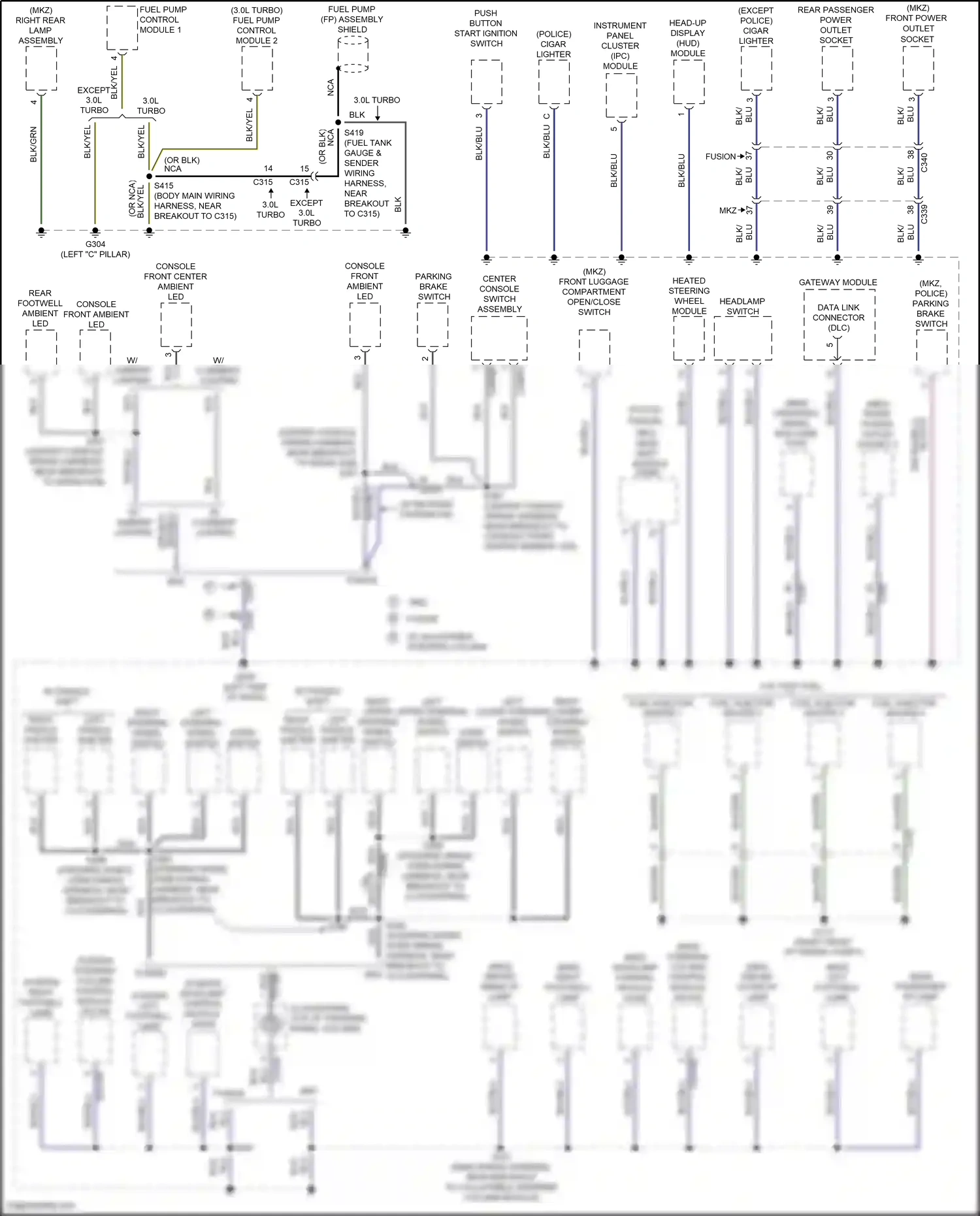 Ford Mondeo V facelift (2019-2023) driver outer i/p lamp wiring diagram  (1 of 2)
