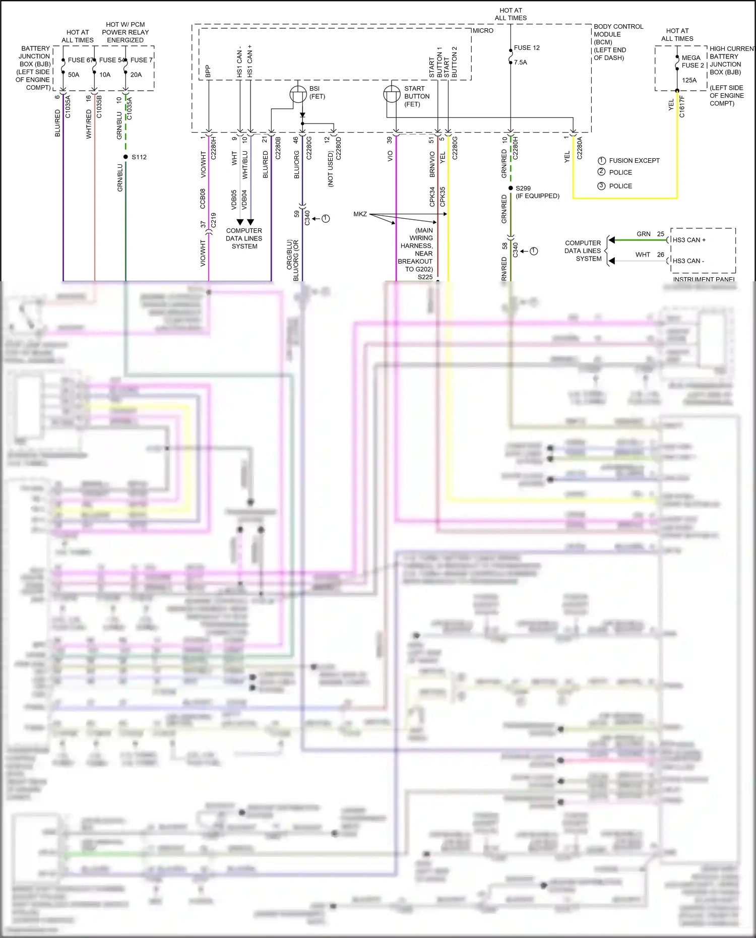 Ford Mondeo V facelift (2019-2023) ground distribution system wiring diagram  (1 of 2)