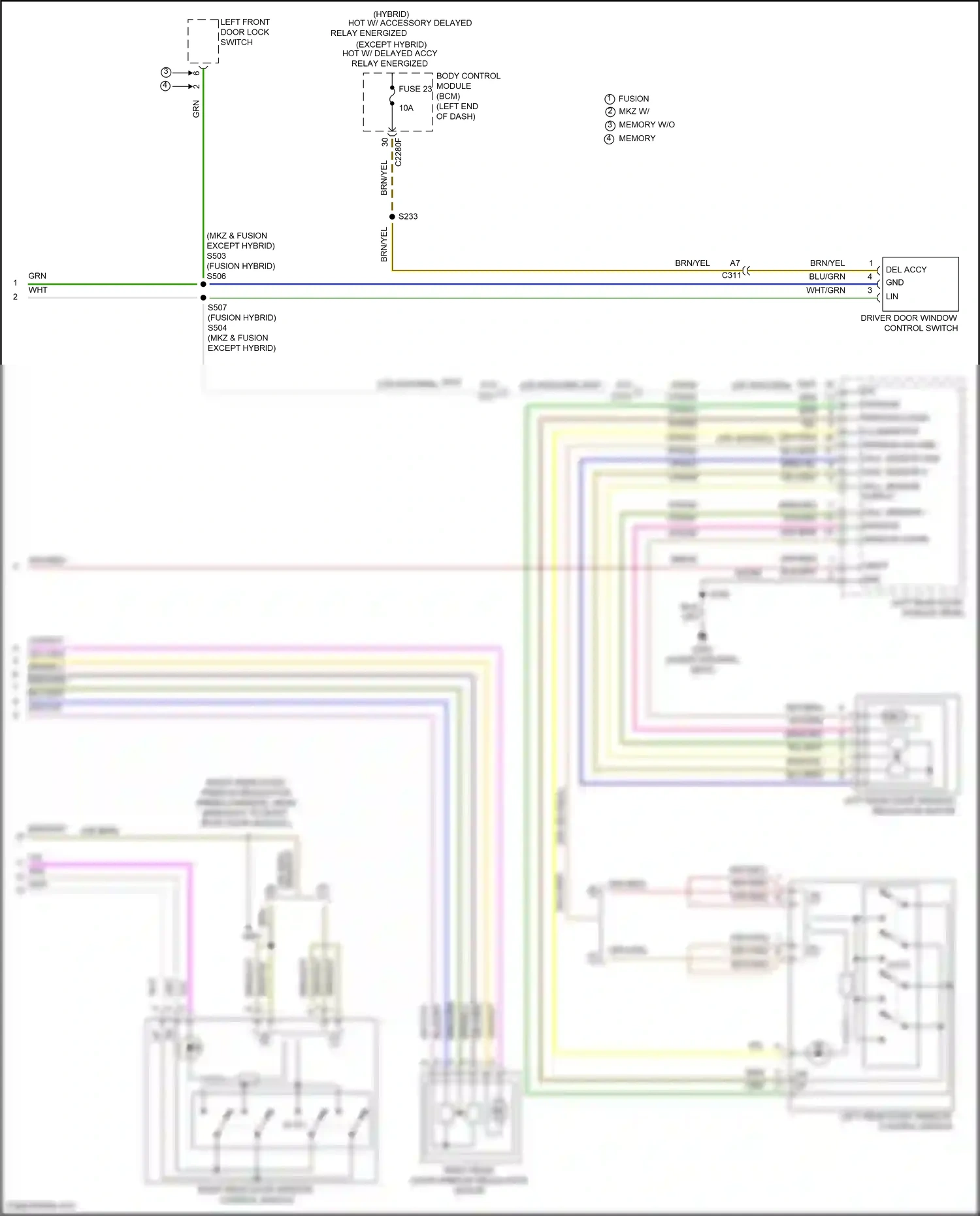 Ford Mondeo V facelift (2019-2023) left front door lock switch wiring diagram  (8 of 13)