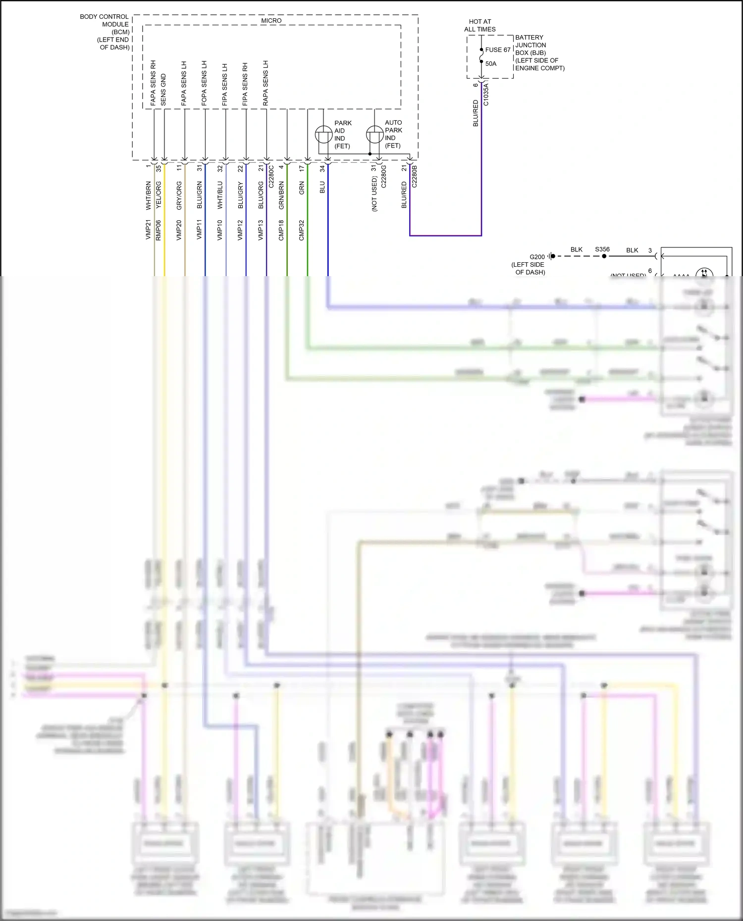 Ford Mondeo V facelift (2019-2023) left front outer parking aid sensor wiring diagram  (1 of 2)