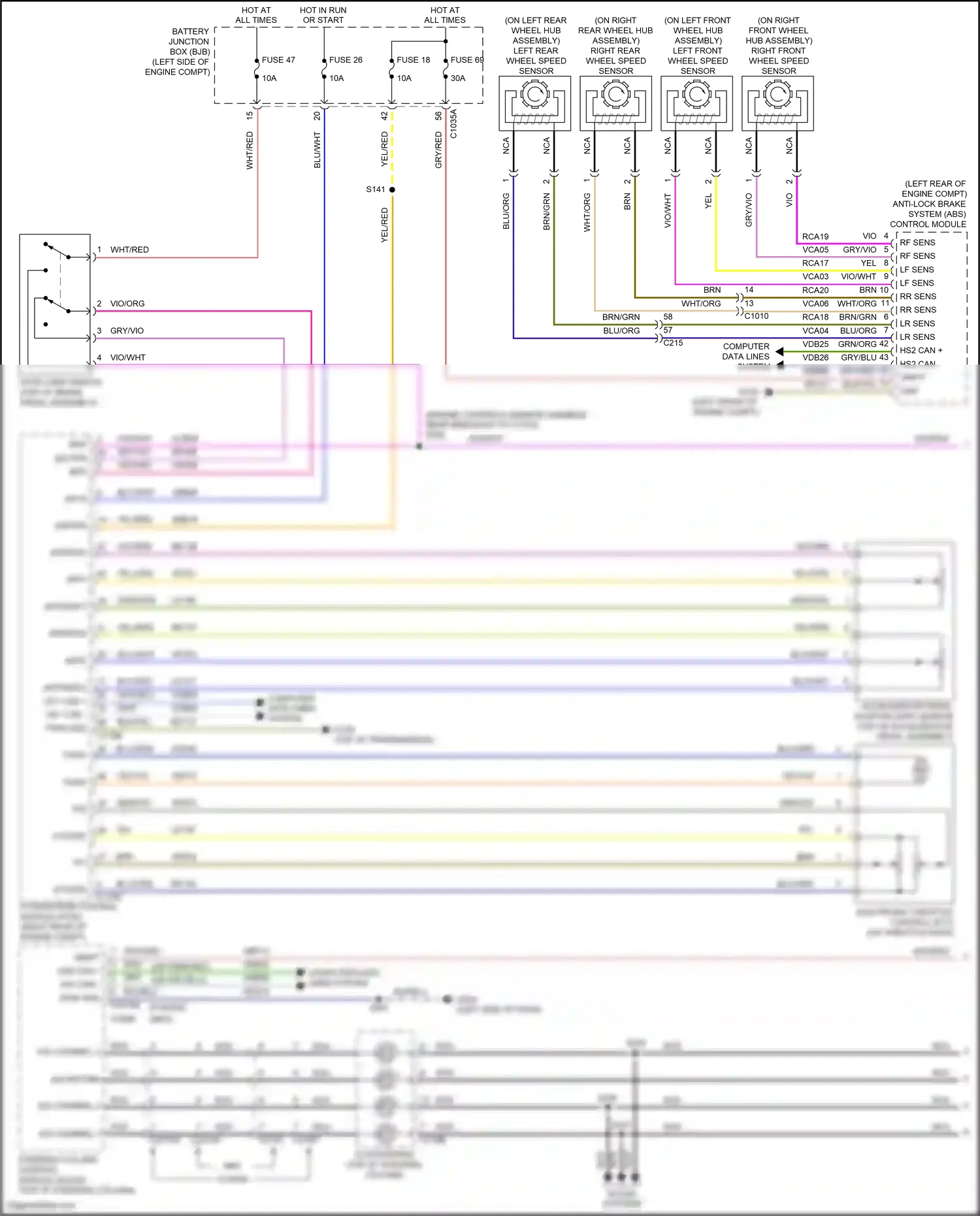 Ford Mondeo V facelift (2019-2023) left front wheel speed sensor wiring diagram  (4 of 4)