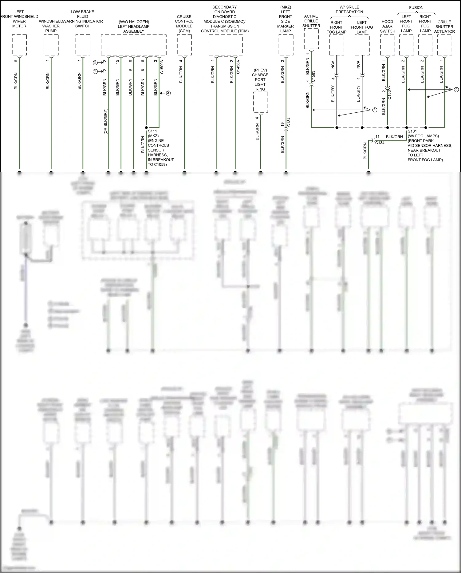 Ford Mondeo V facelift (2019-2023) left front windshield wiper motor wiring diagram  (2 of 3)