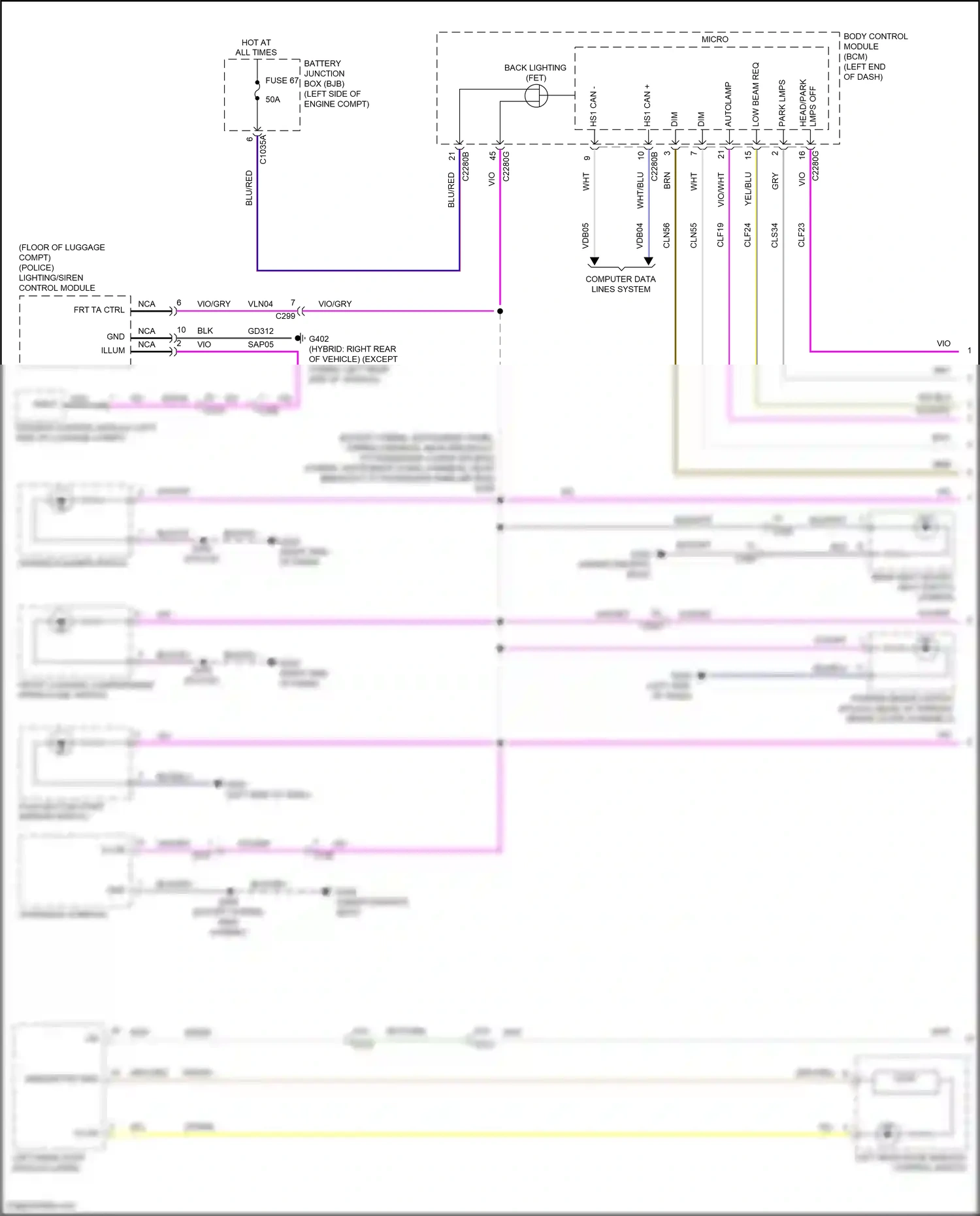 Ford Mondeo V facelift (2019-2023) lighting/siren control module wiring diagram  (2 of 2)