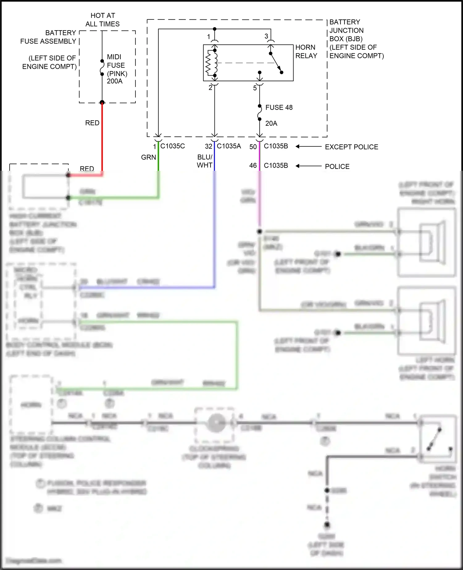 Ford Mondeo V facelift (2019-2023) micro horn ctrl rly wiring diagram  (1 of 1)