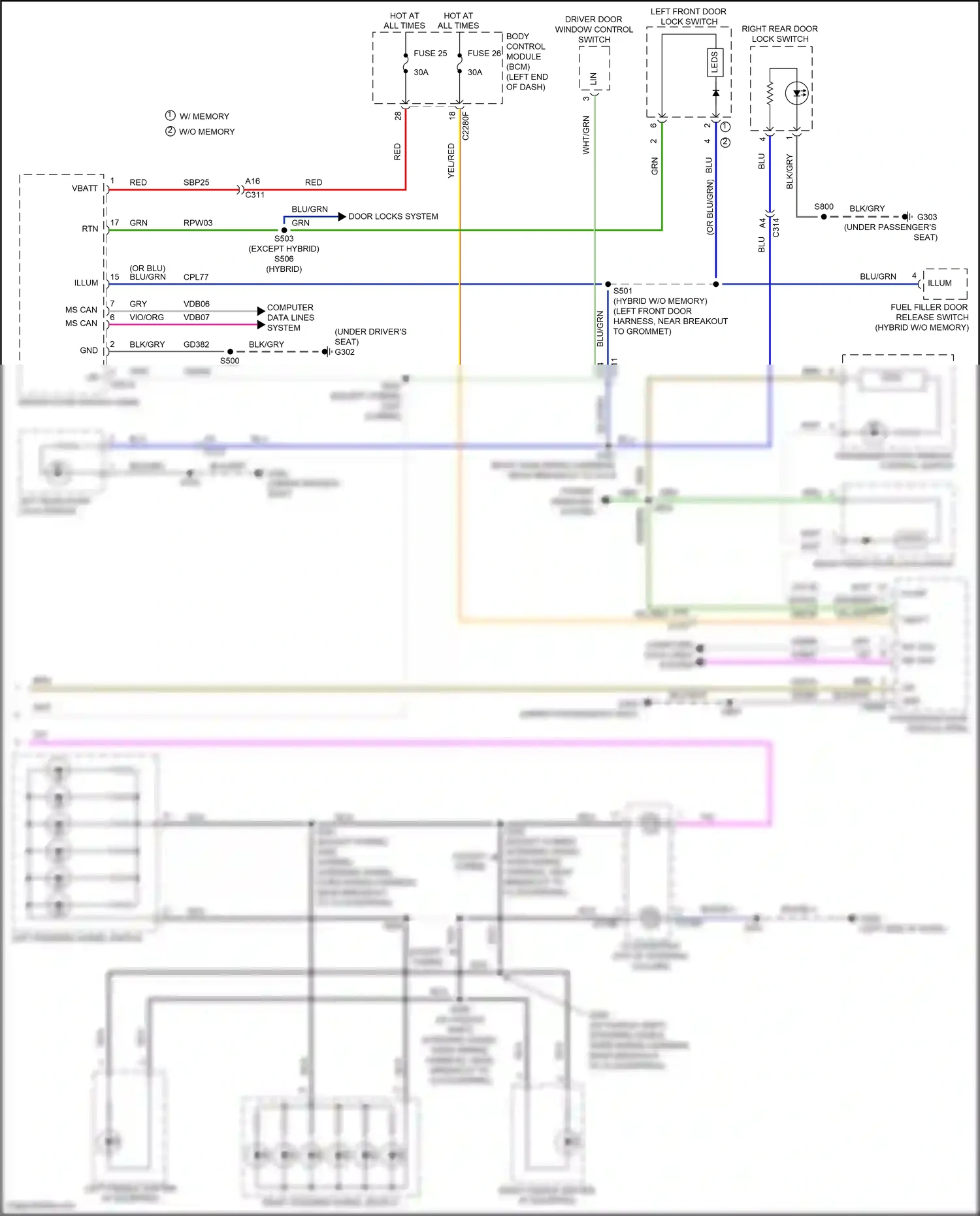 Ford Mondeo V facelift (2019-2023) power windows system wiring diagram  (3 of 5)