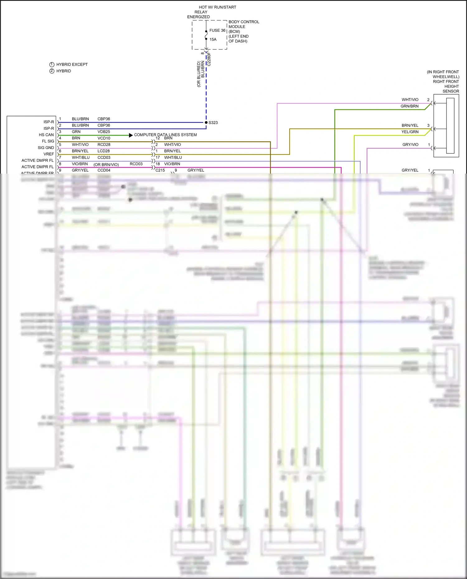 Ford Mondeo V facelift (2019-2023) right front height sensor wiring diagram  (1 of 1)
