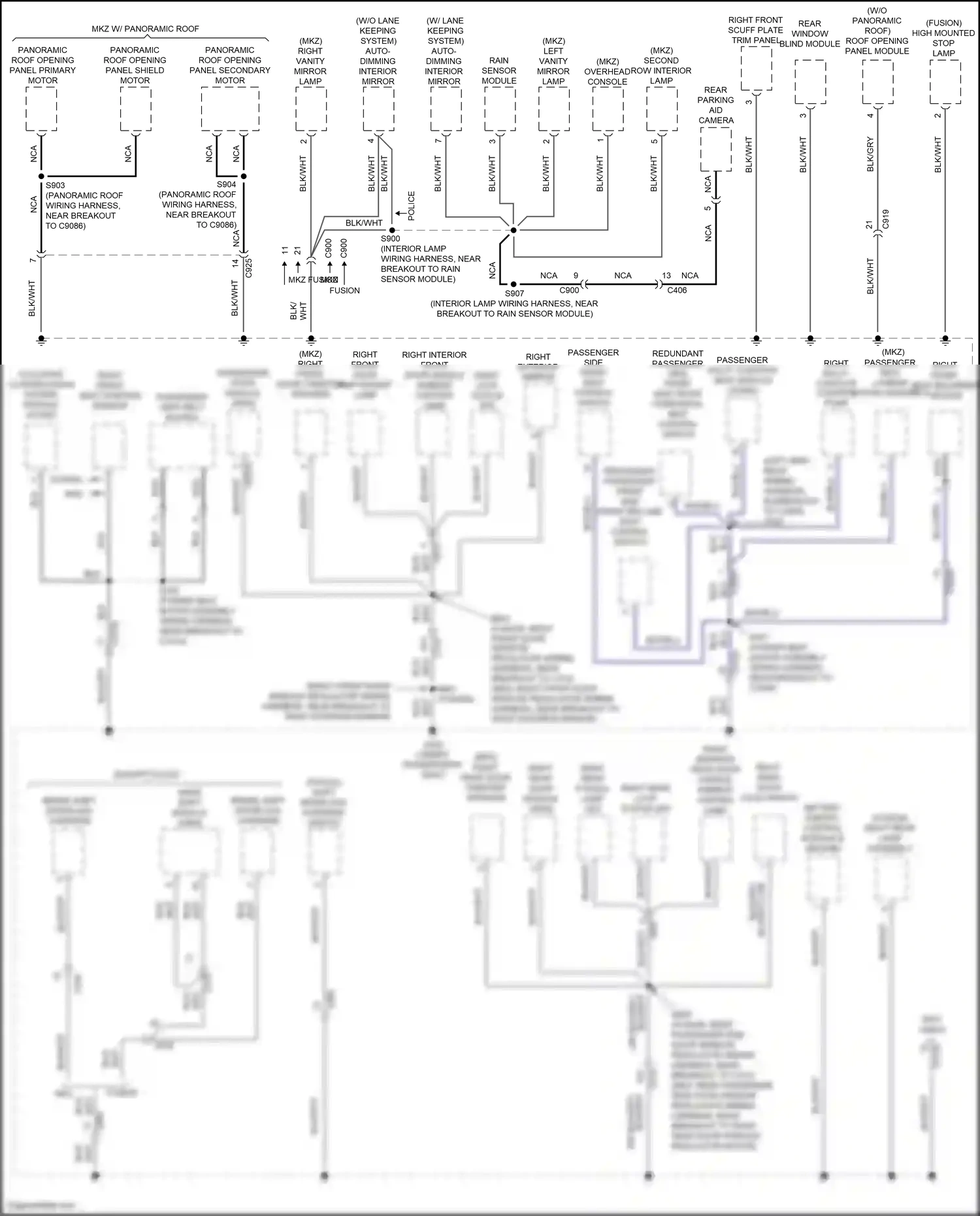 Ford Mondeo V facelift (2019-2023) second row interior lamp wiring diagram  (3 of 5)