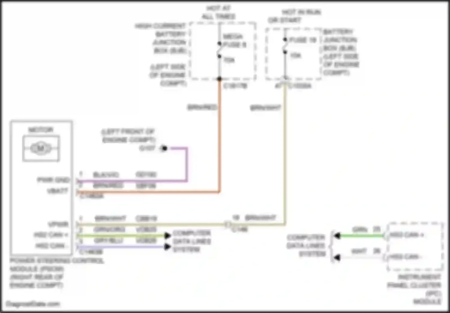 Mondeo Ford V (2014-2019): Electronic power steering circuit, except hybrid