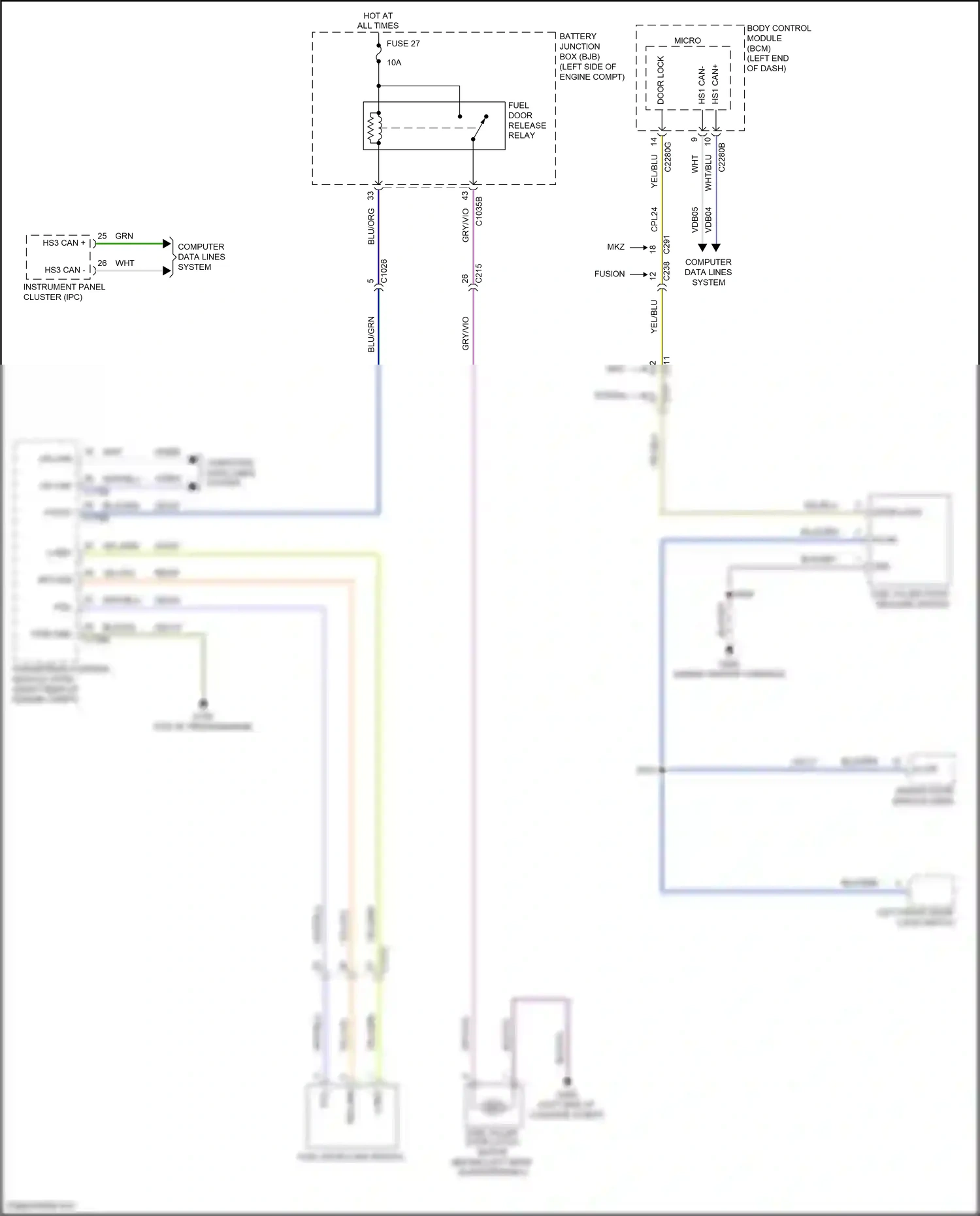 Ford Mondeo V (2014-2019) blu/org wiring diagram  (58 of 89)