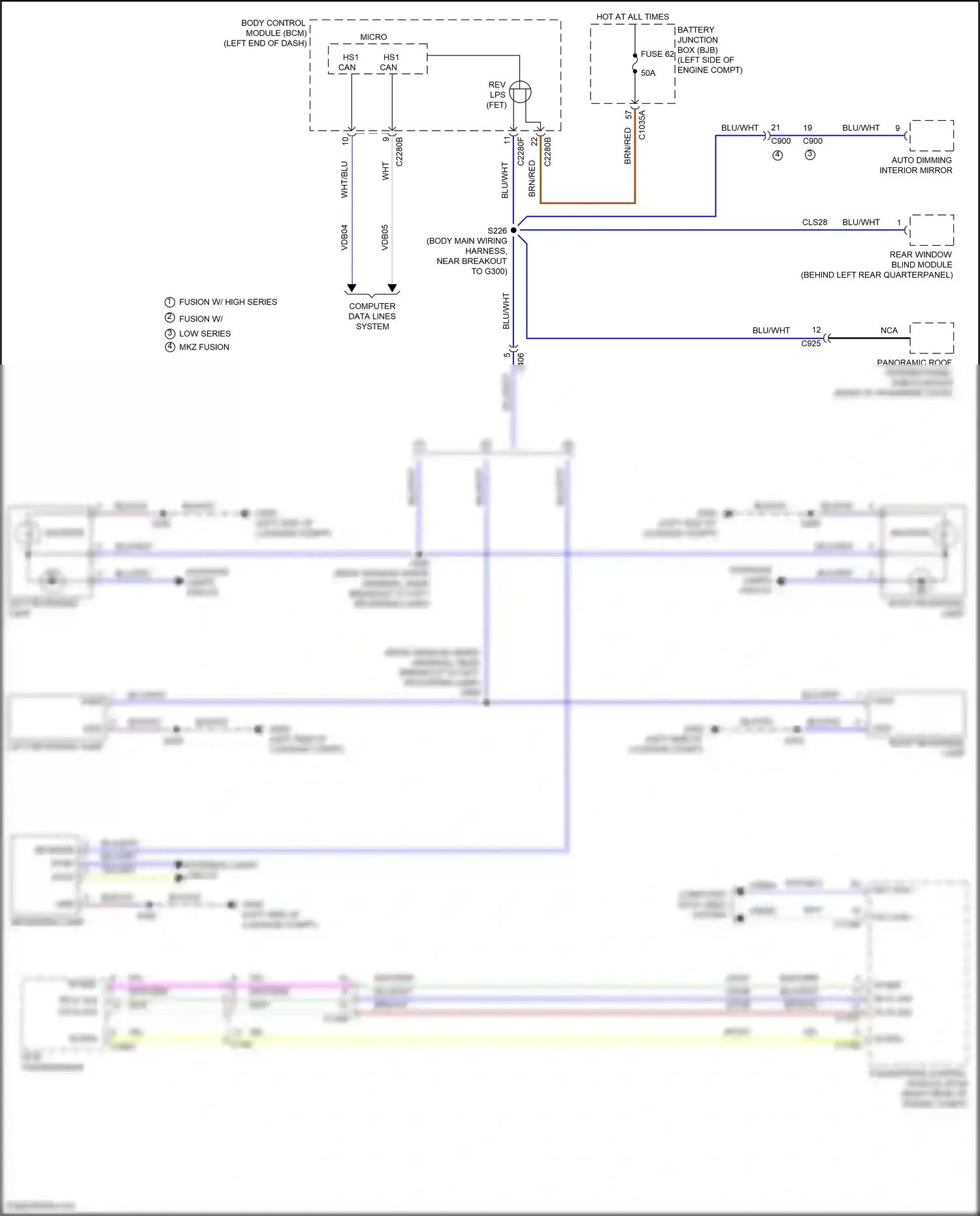 Ford Mondeo V (2014-2019) blu/vio wiring diagram  (1 of 1)